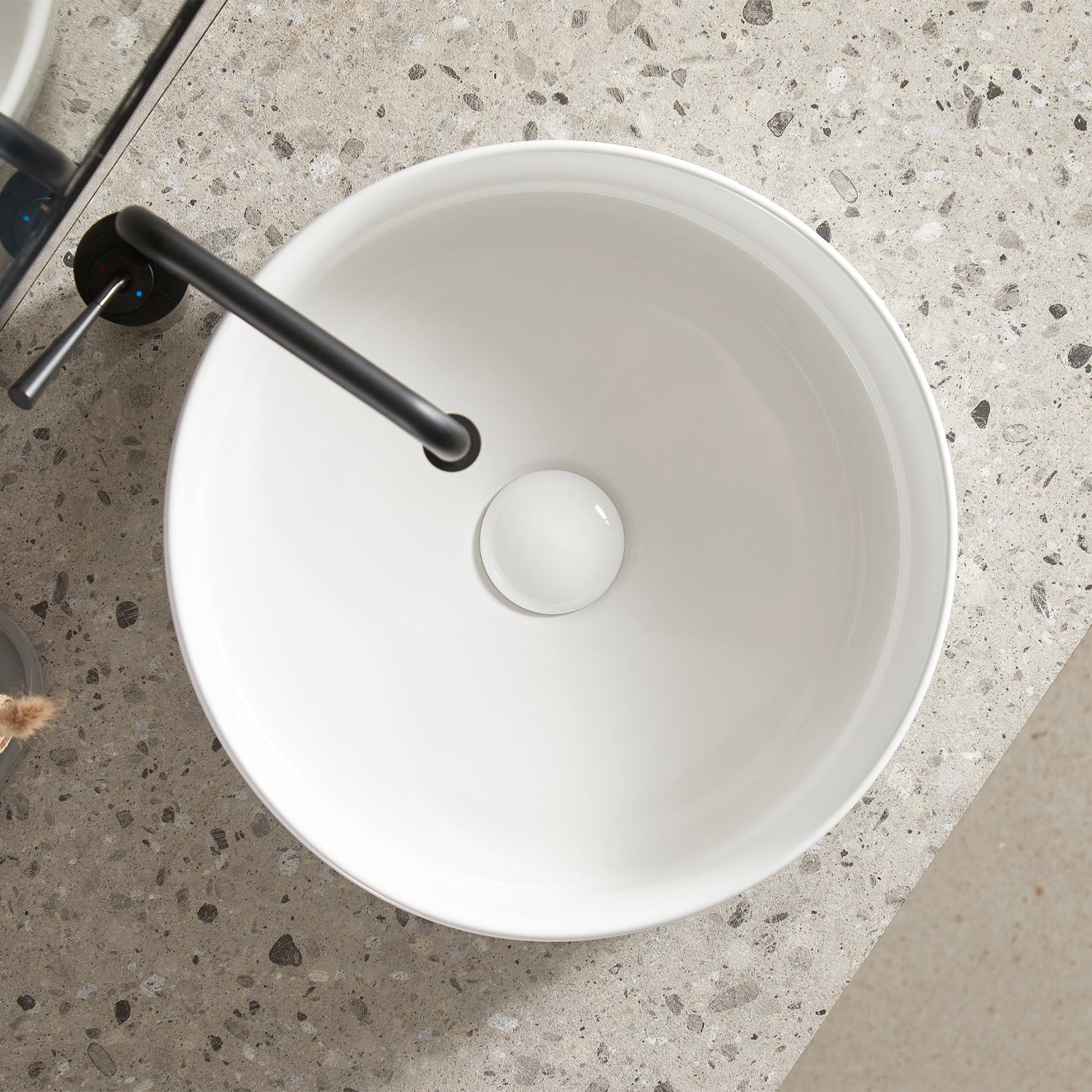 Lavabo tondo d'appoggio bianco opaco 33.5x12cm in ceramica BathCore linea Luma 6