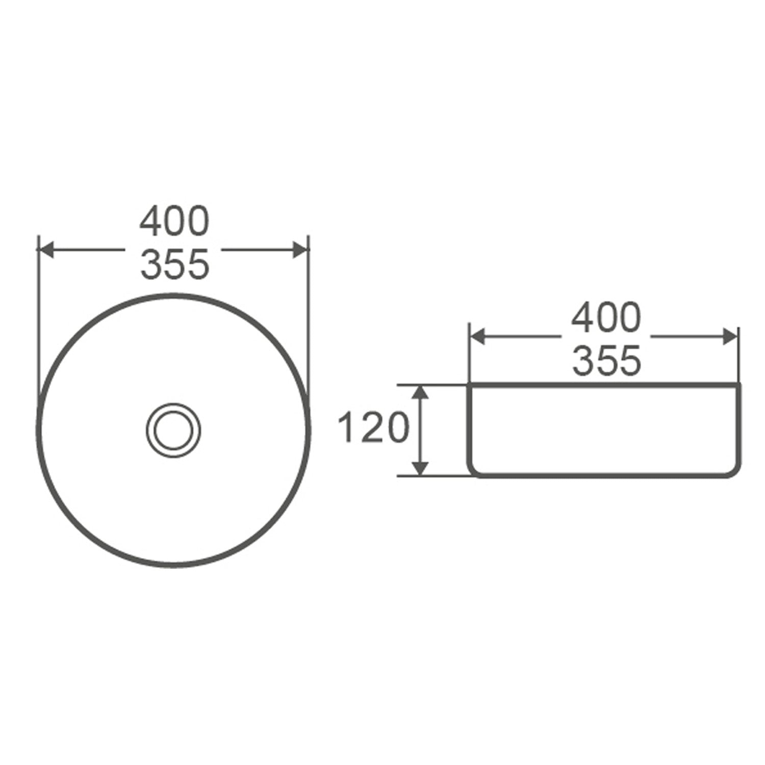 Lavabo tondo d'appoggio bianco opaco 33.5x12cm in ceramica BathCore linea Luma 3
