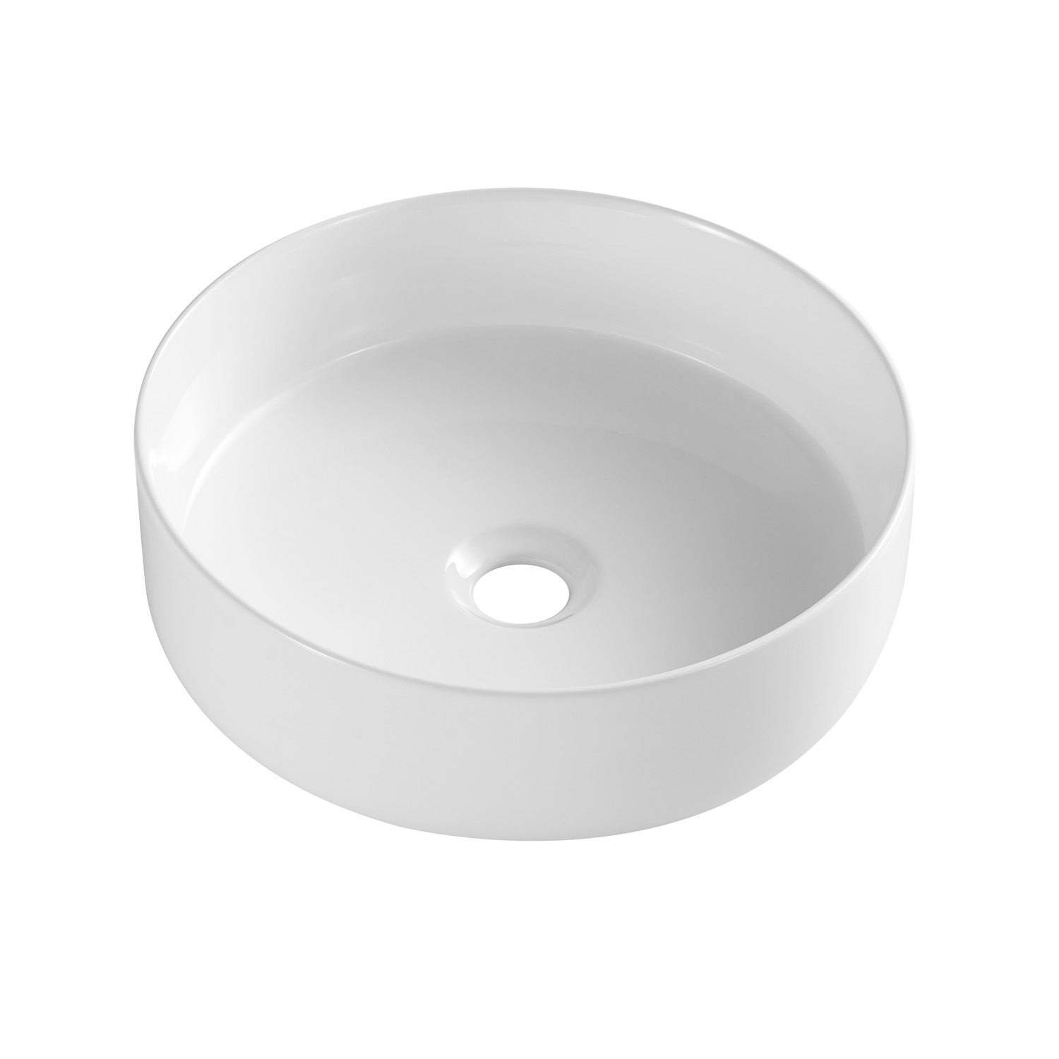 Lavabo tondo d'appoggio bianco opaco 33.5x12cm in ceramica BathCore linea Luma 7