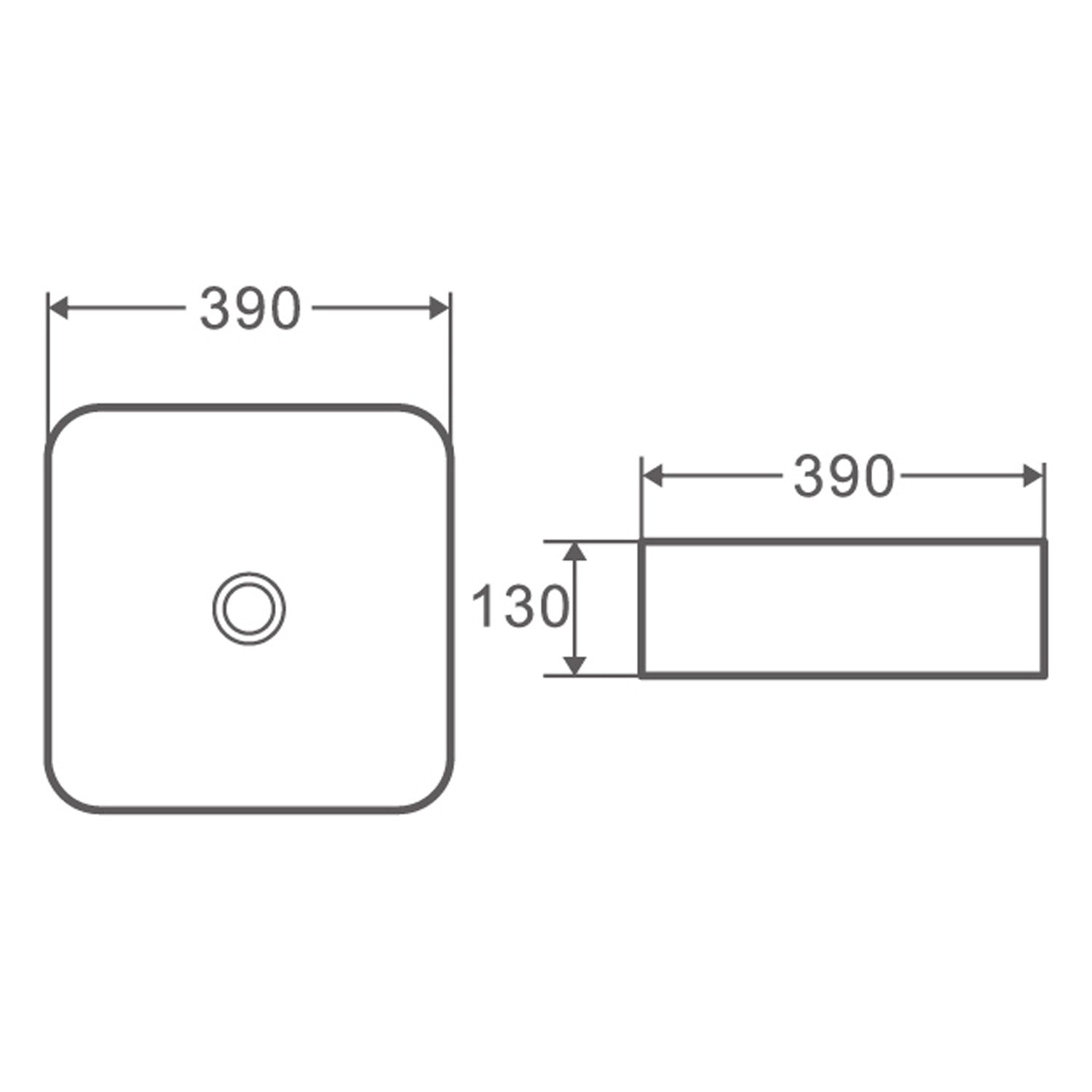 Lavabo d'appoggio bianco opaco 39x39x12cm in ceramica BathCore linea Luma 2