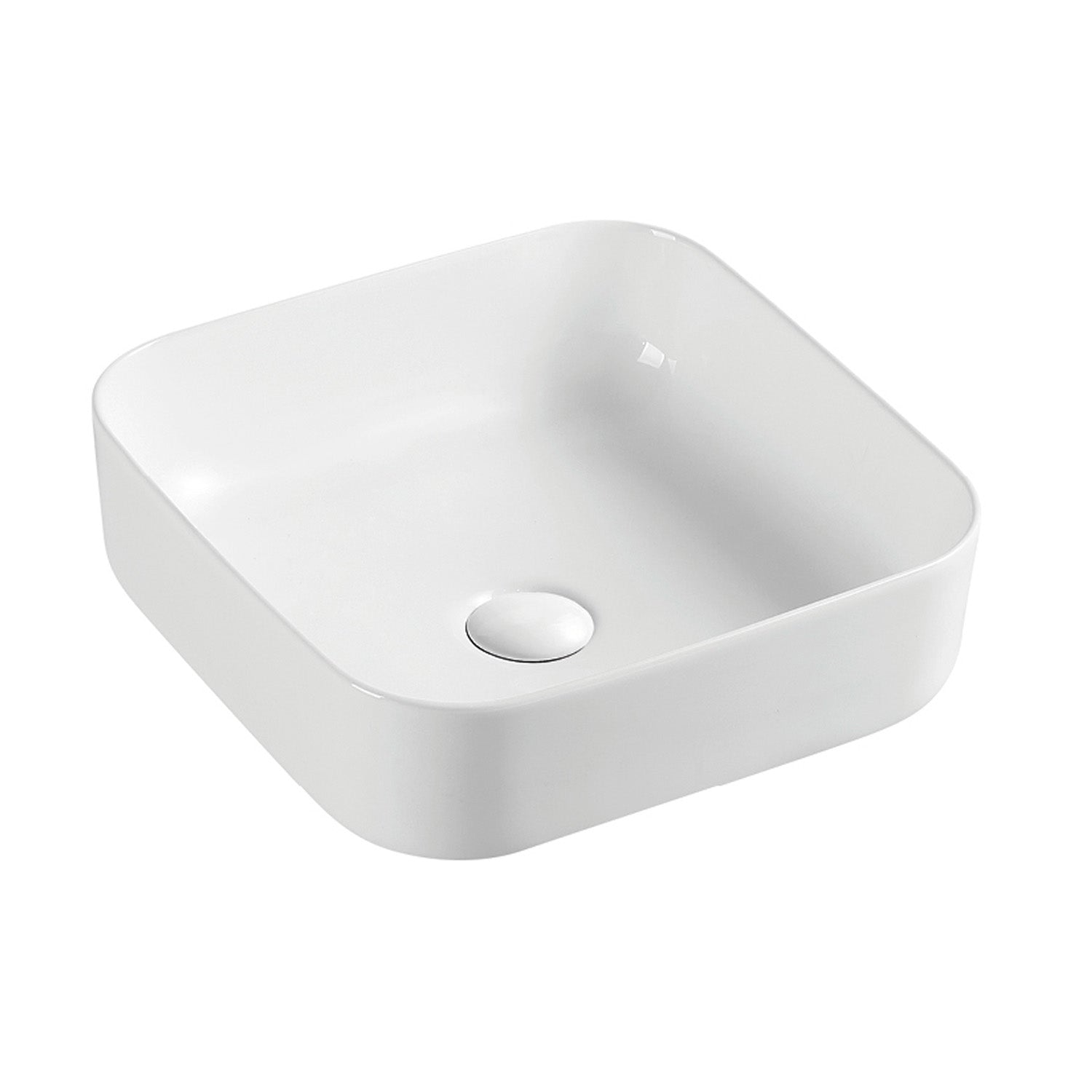 Lavabo d'appoggio bianco opaco 39x39x12cm in ceramica BathCore linea Luma 3