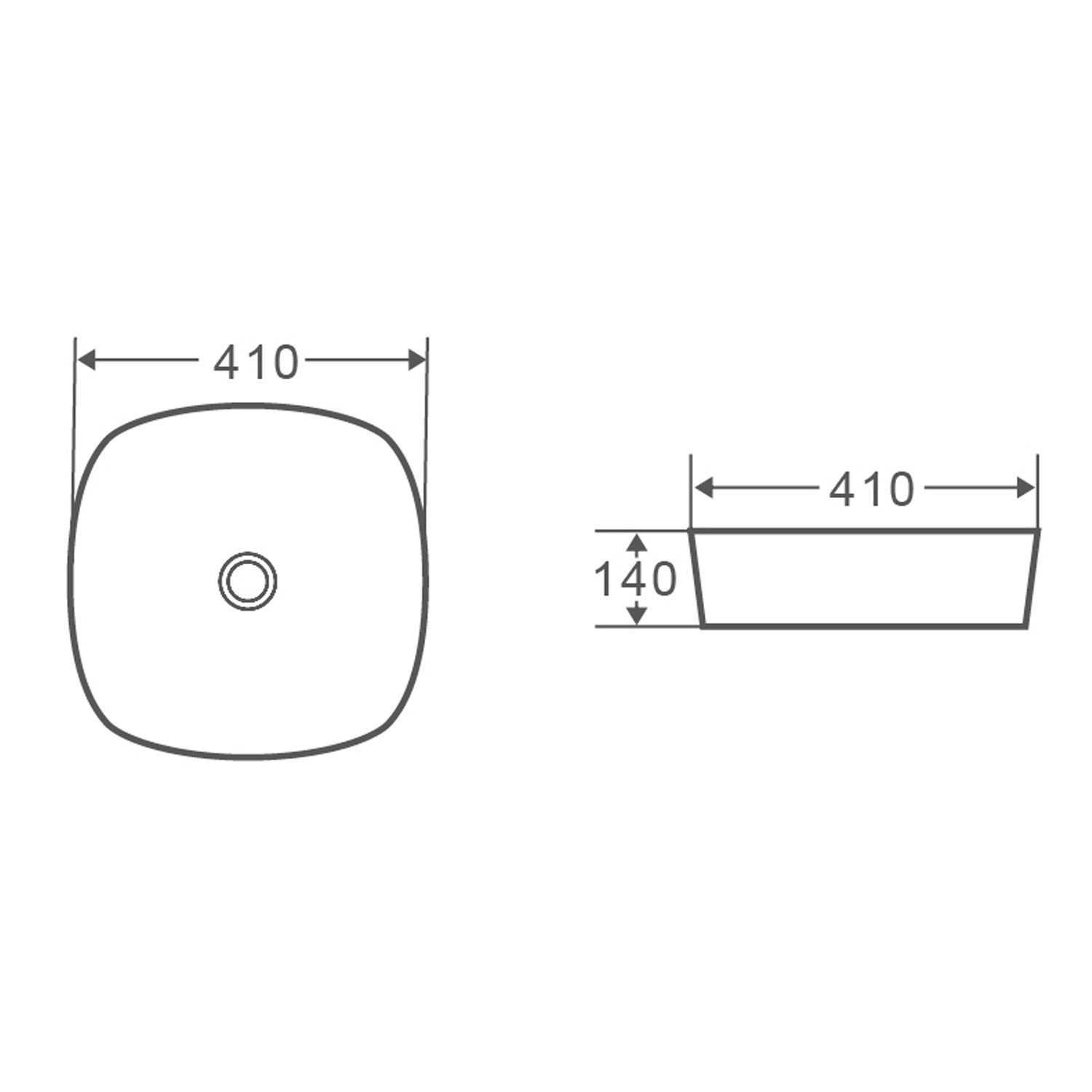 Lavabo d'appoggio bianco opaco 41x41x14cm in ceramica BathCore linea Luma 4