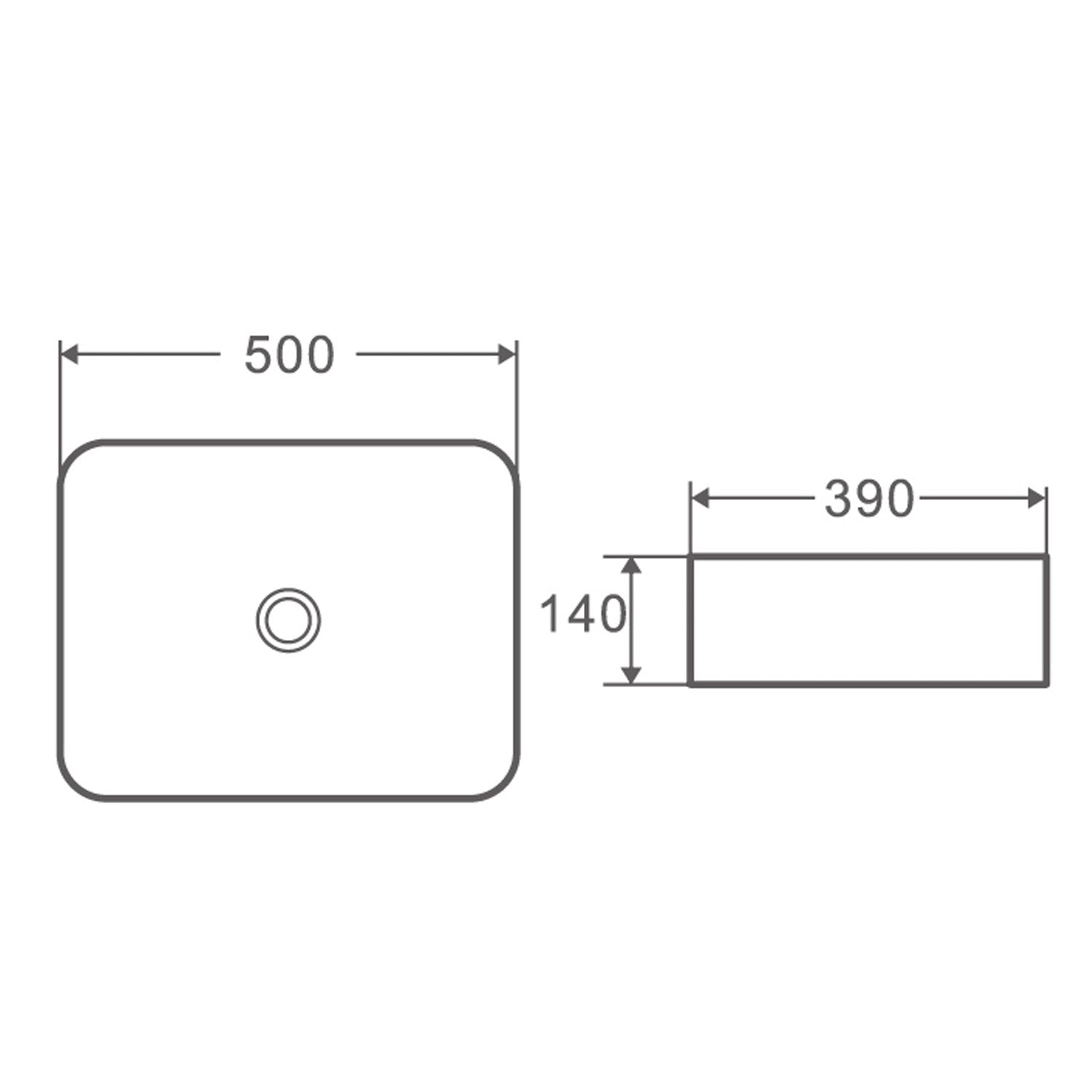 Lavabo d'appoggio bianco opaco 50x39x14cm in ceramica BathCore linea Luma 2