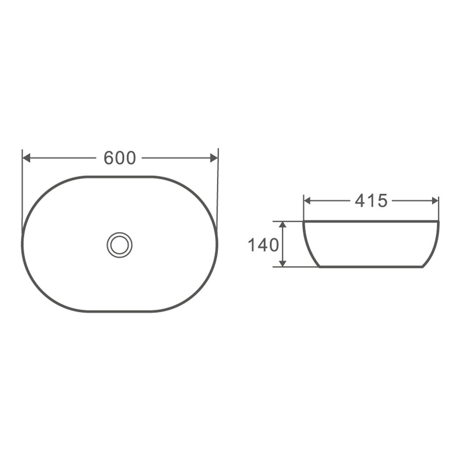 Lavabo d'appoggio bianco opaco 60x41x14cm in ceramica BathCore linea Luma 4