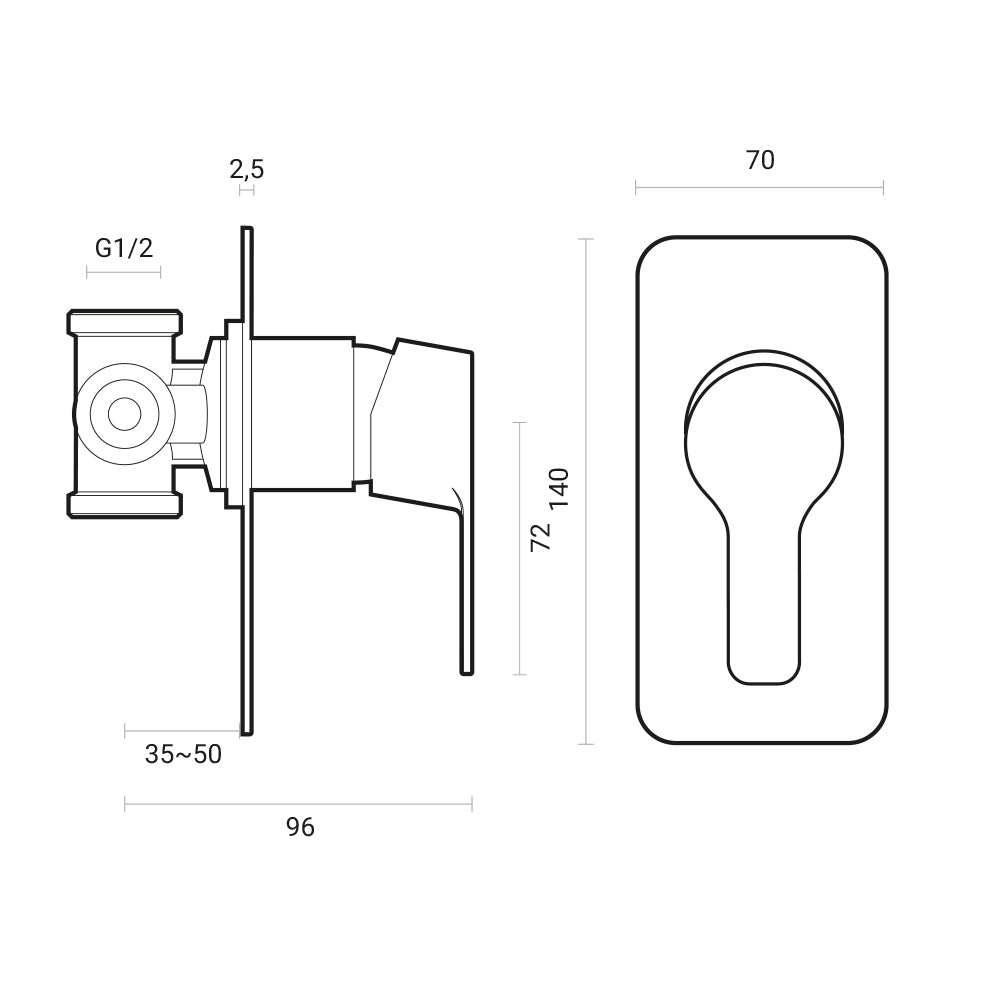 Miscelatore doccia incasso Rubiflux Brezza ottone cromato con placca Slim finitura a specchio 2