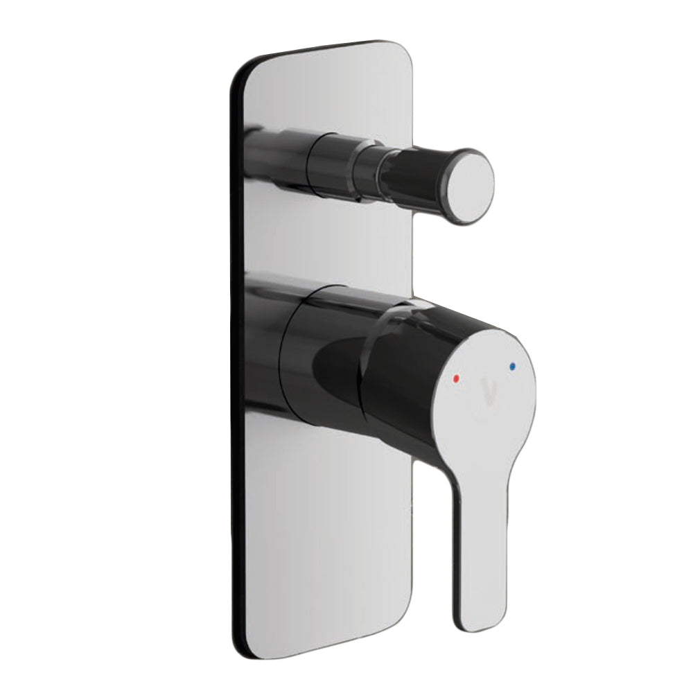 Miscelatore doccia incasso Rubiflux Brezza con deviatore 2 vie ottone cromato con placca Slim