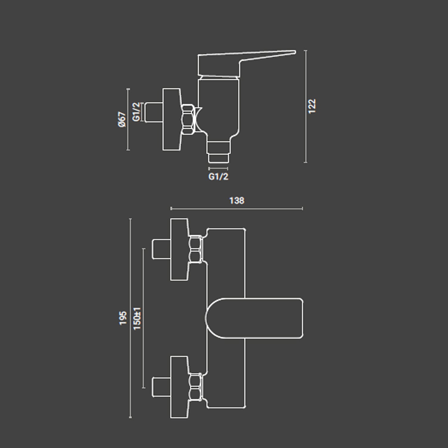 Miscelatore Doccia esterno Rubiflux senza set doccia Dock in ottone cromato lucido 2