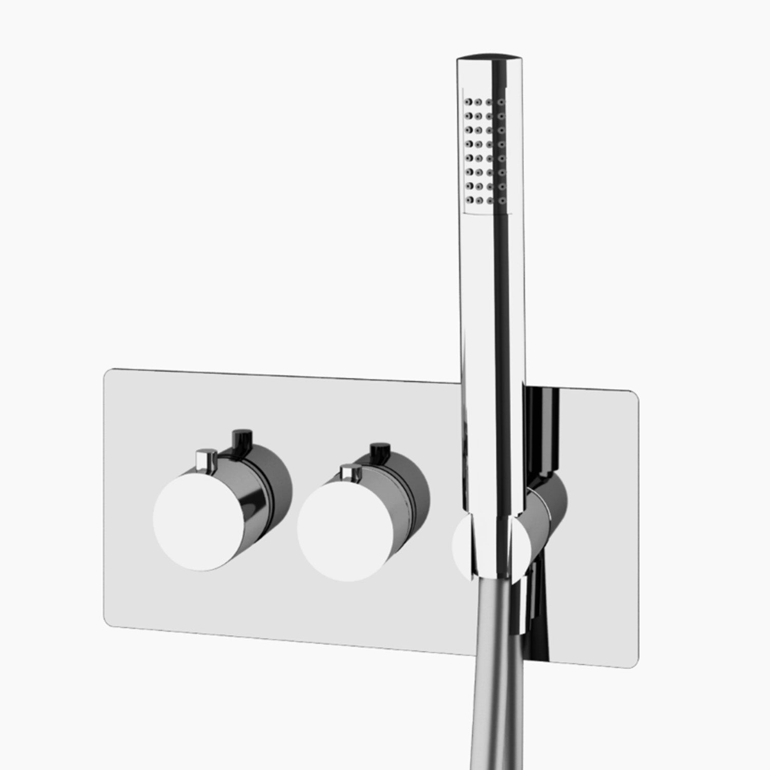 Miscelatore doccia termostatico ad incasso con set doccia mod. 'T' con deviatore 3-2 vie