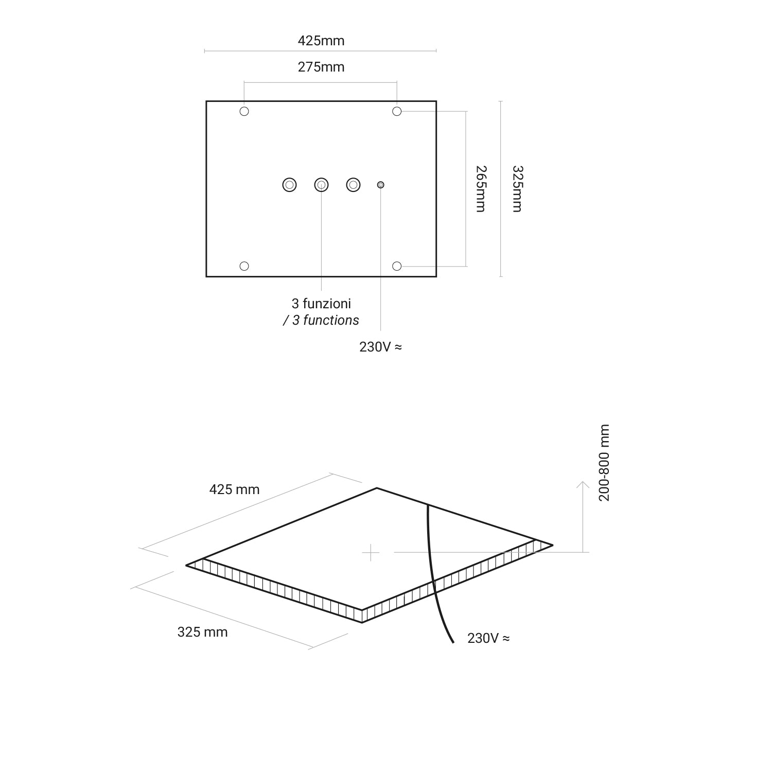 Soffione doccia rettangolare ad incasso 35x45 cm a 3 vie in acciaio inox 304 con cromoterapia 2
