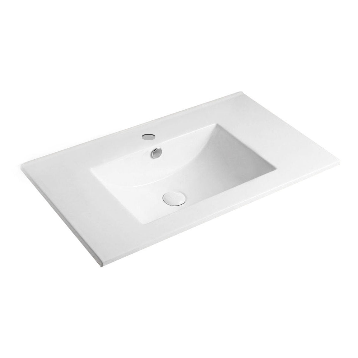 Consolle in ceramica con troppo pieno BathCore 92x46 cm - Bianco lucido