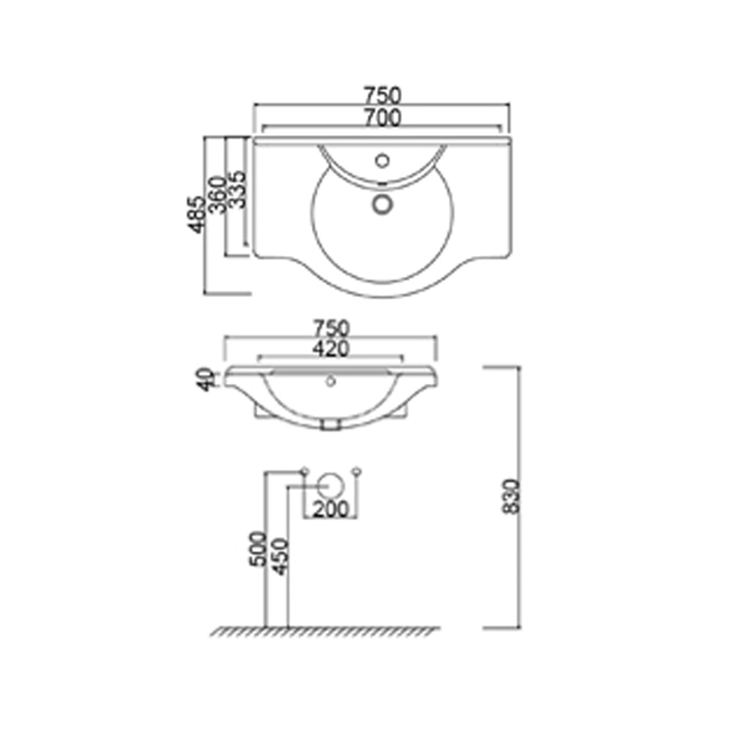 Consolle universale con troppo pieno BathCore 75 cm - Bianco lucido 3