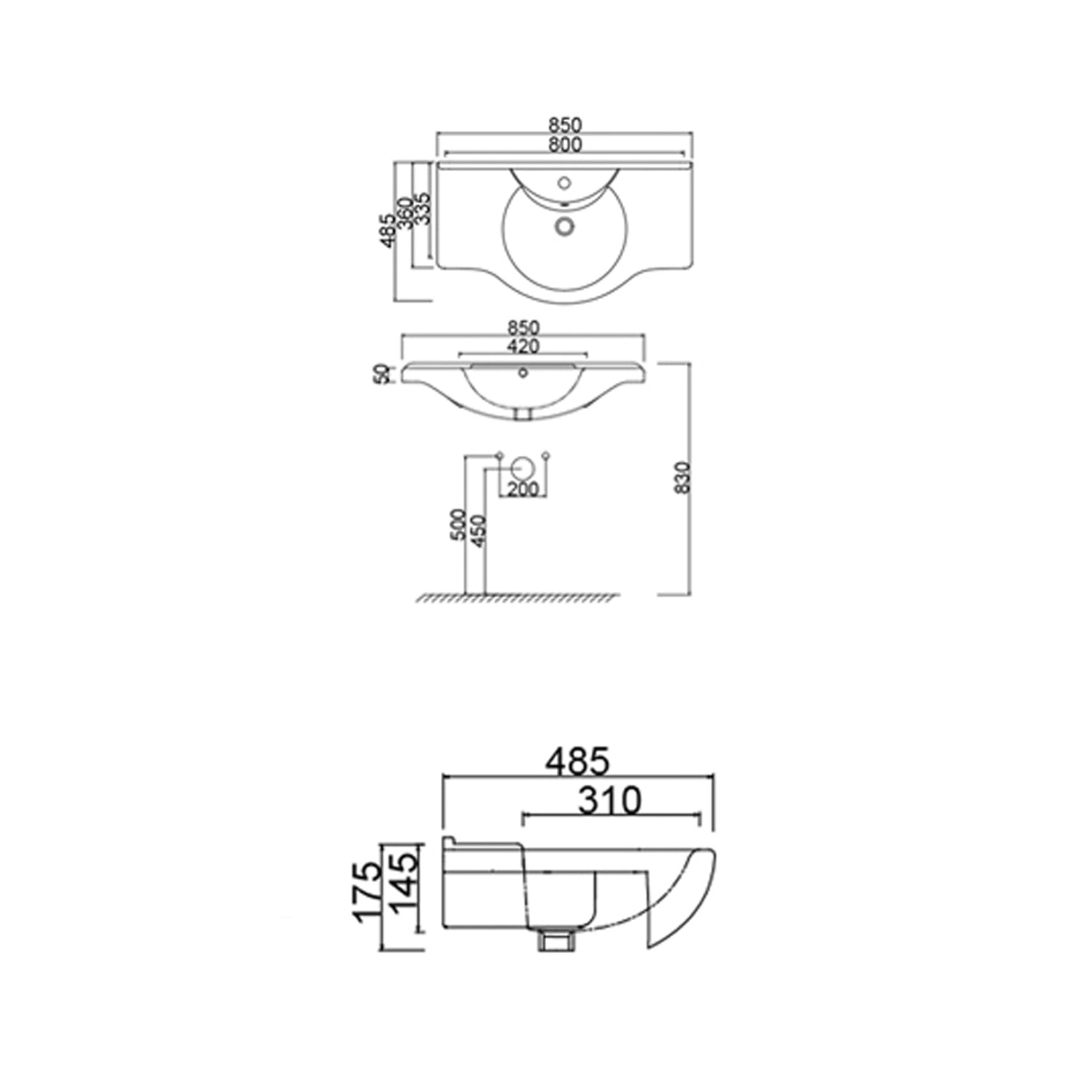 Consolle universale con troppo pieno BathCore 85 cm - Bianco lucido 3