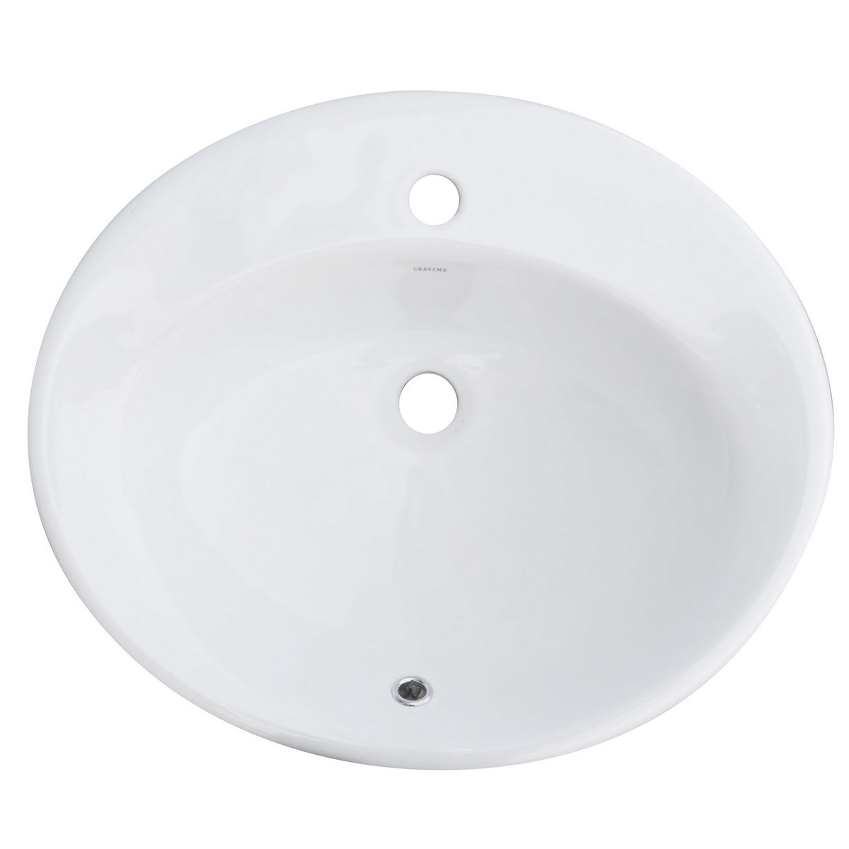 Lavabo soprapiano con foro rubinetto BathCore 57x48 cm - Bianco 3
