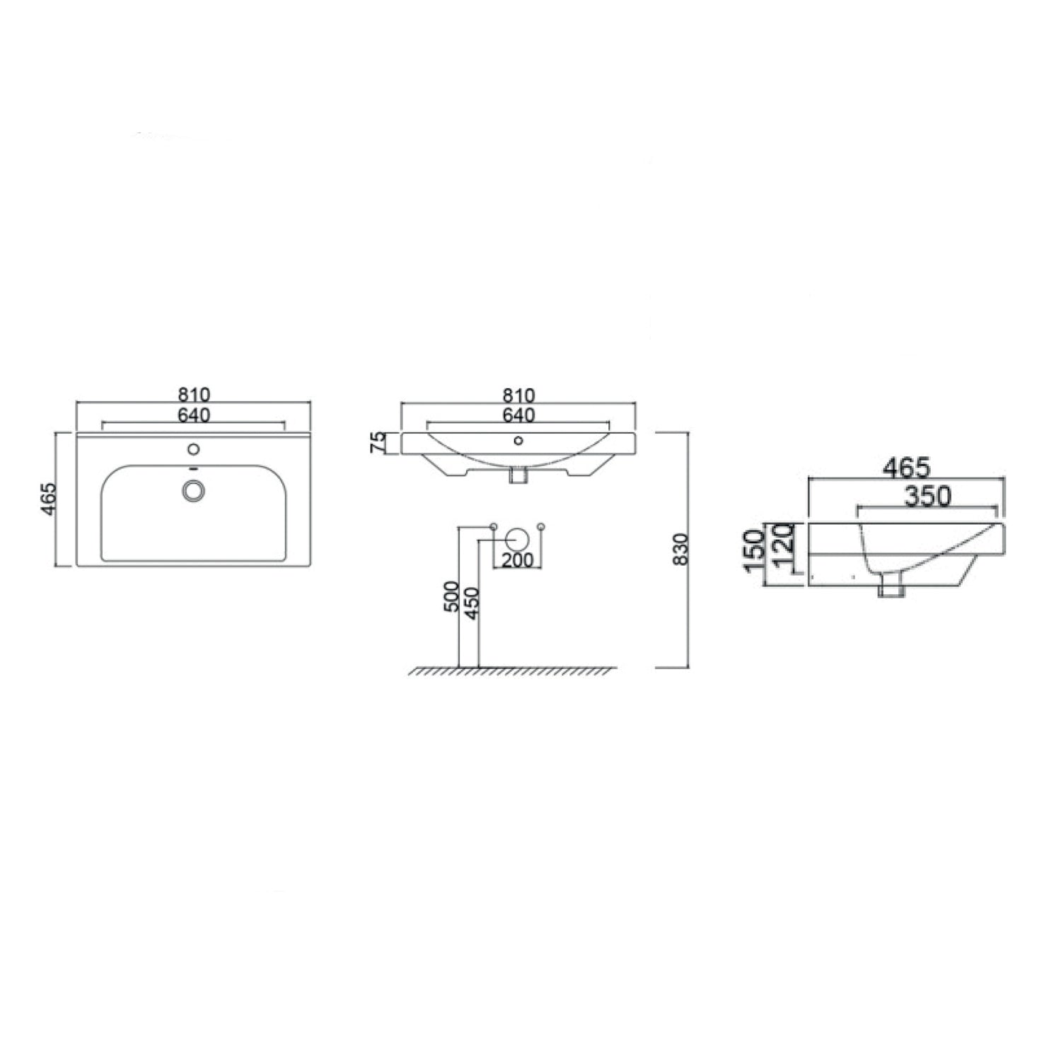 Consolle in ceramica con troppo pieno BathCore 81x46 cm - Bianco 2