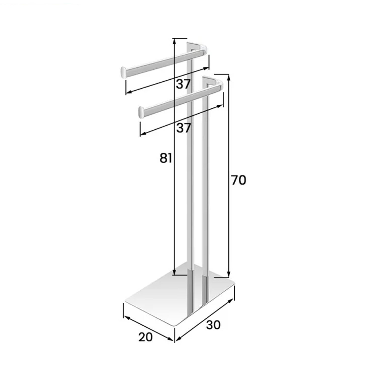 Piantana porta asciugamani linea Fusione in acciaio con base rettangolare - Cromo 2