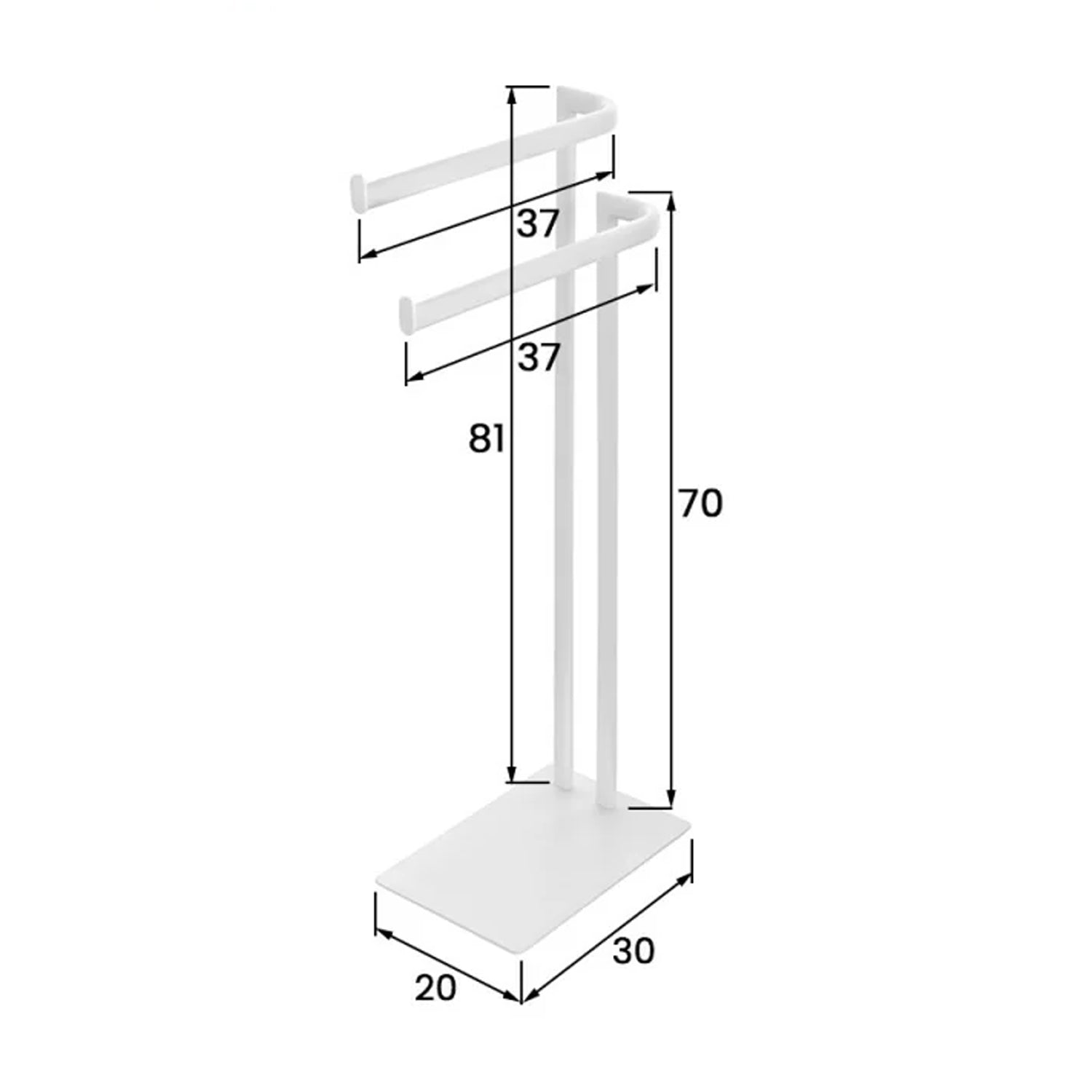 Piantana porta asciugamani linea Fusione in acciaio con base rettangolare - Bianco 2
