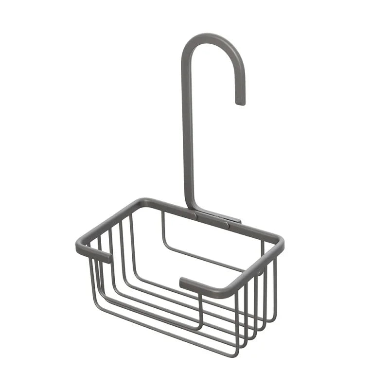 Portaoggetti doccia rettangolare 1 ripiano con gancio in acciaio - Grigio scuro opaco