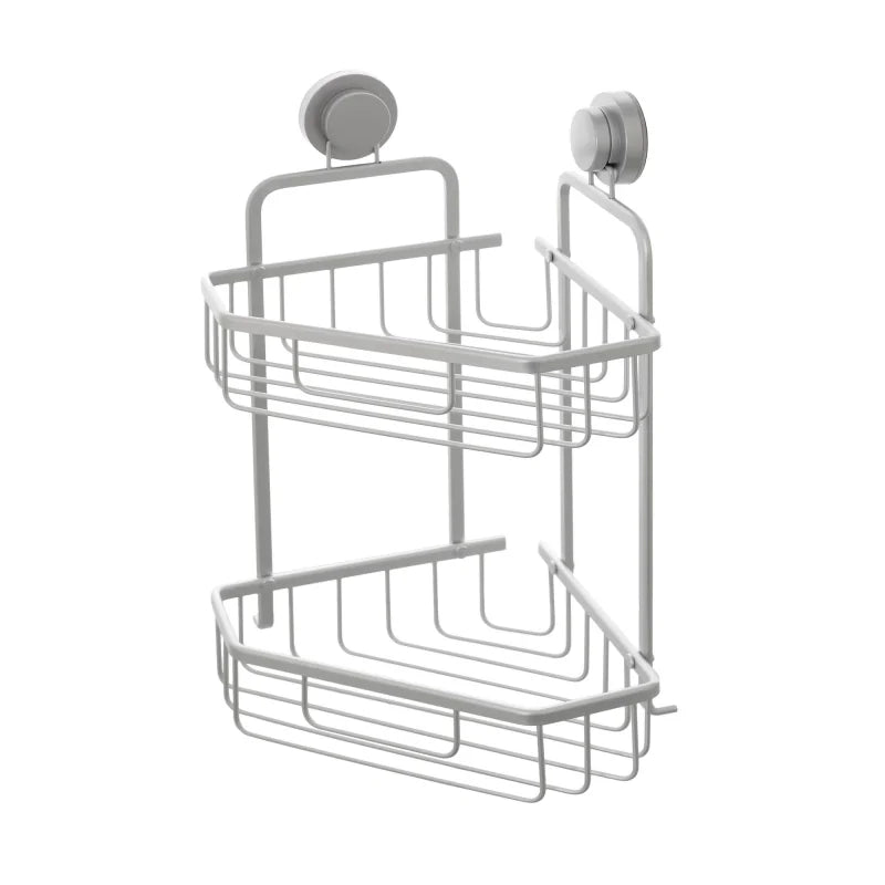 Portaoggetti doccia angolare in acciaio 2 ripiani - Argento