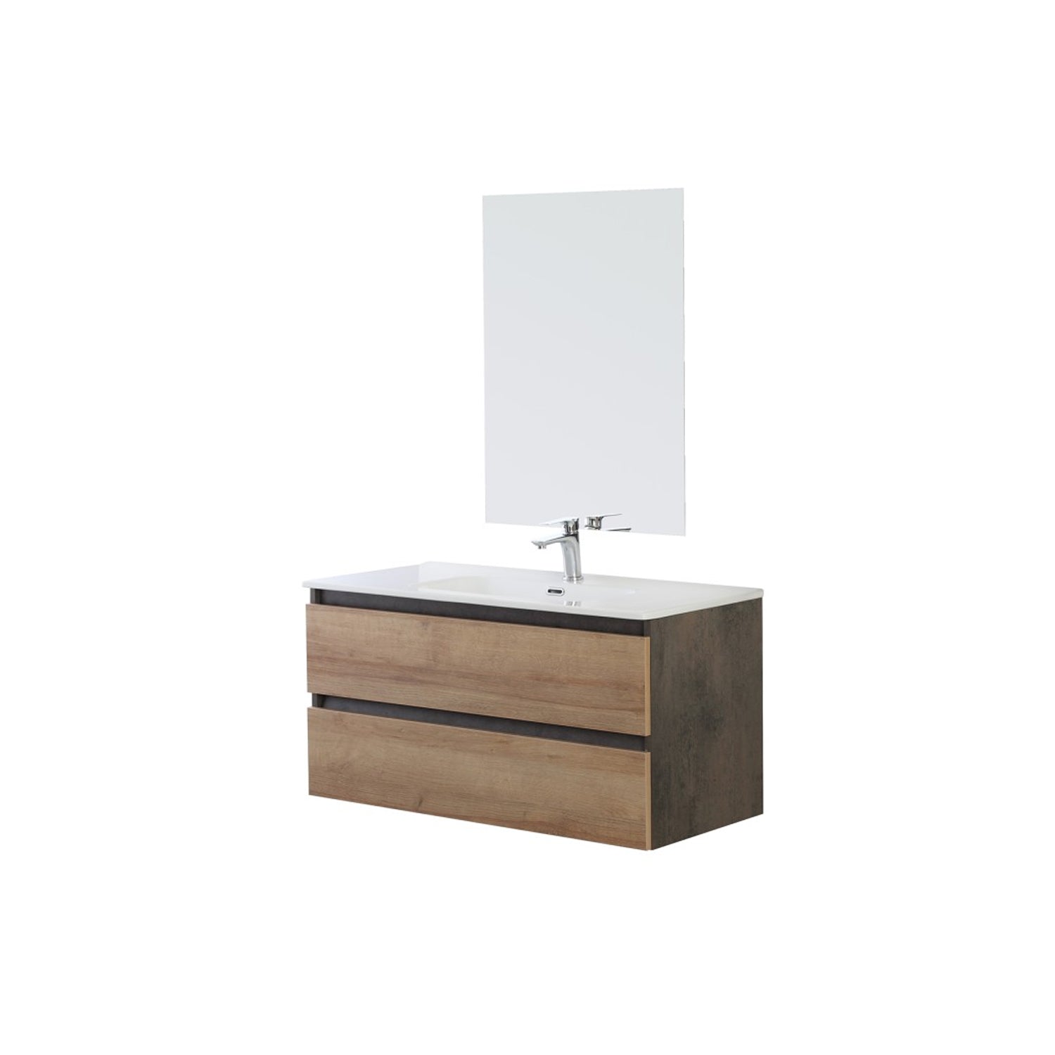 900211 - Composizione Bagno Sospesa Lunghezza 80 cm con Cassetti Soft-Close â€“ Collezione Revival Cubi&co