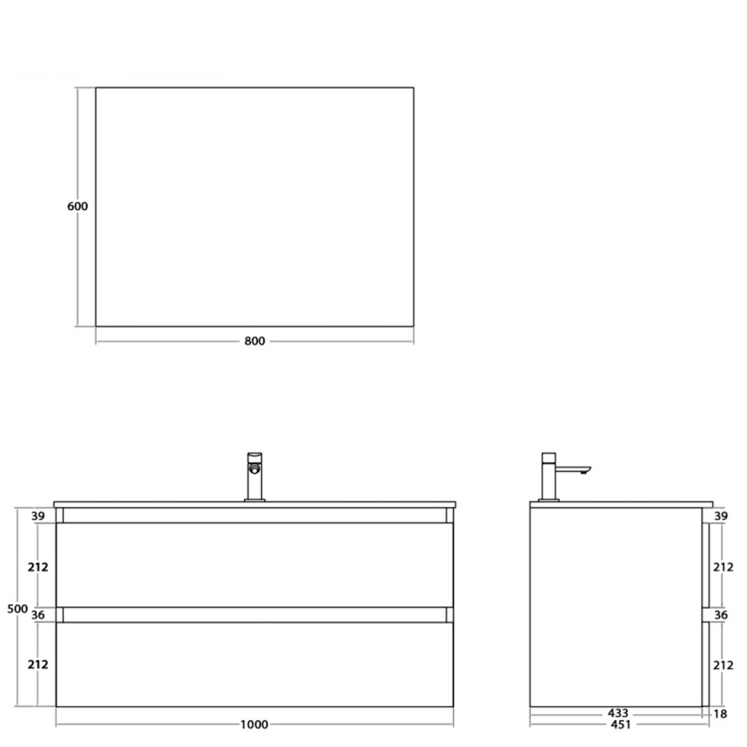 900215 - Composizione Bagno Sospesa Lunghezza 100 cm con Cassetti Soft-Close - Collezione Revival Cubi&co 3