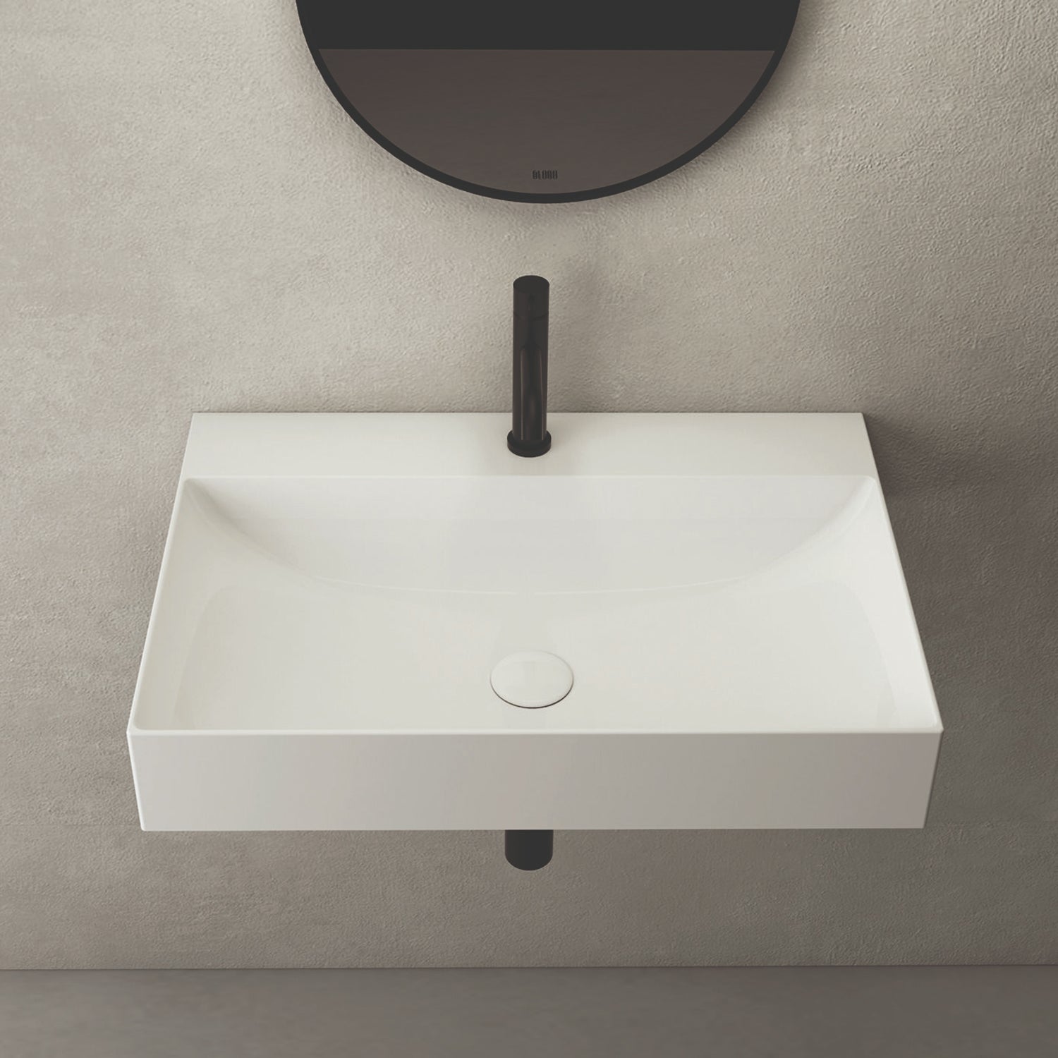  Lavabo rettangolare T-Edge 65x47x12 cm Ceramica Globo €“ Bianco lucido