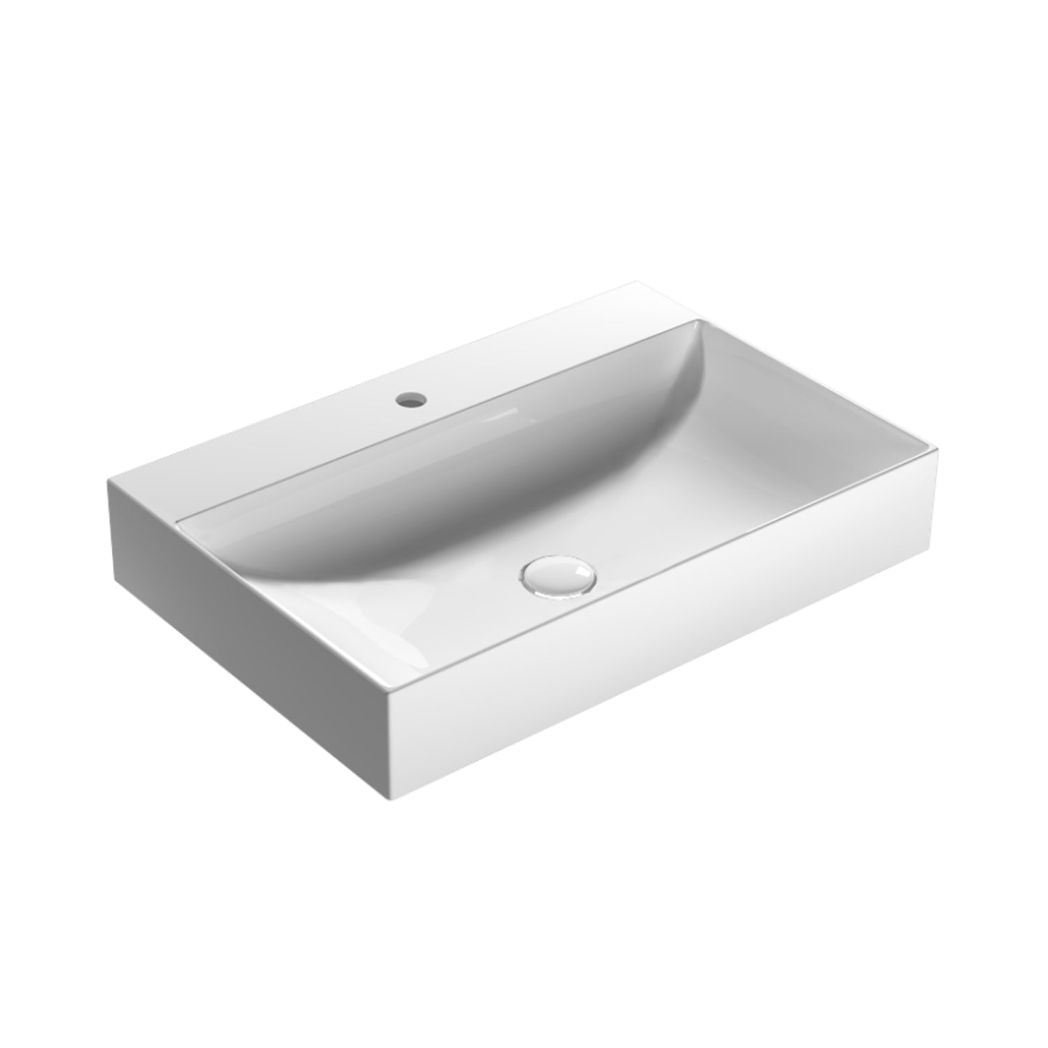 Lavabo rettangolare T-Edge 65x47x12 cm Ceramica Globo €“ Bianco lucido