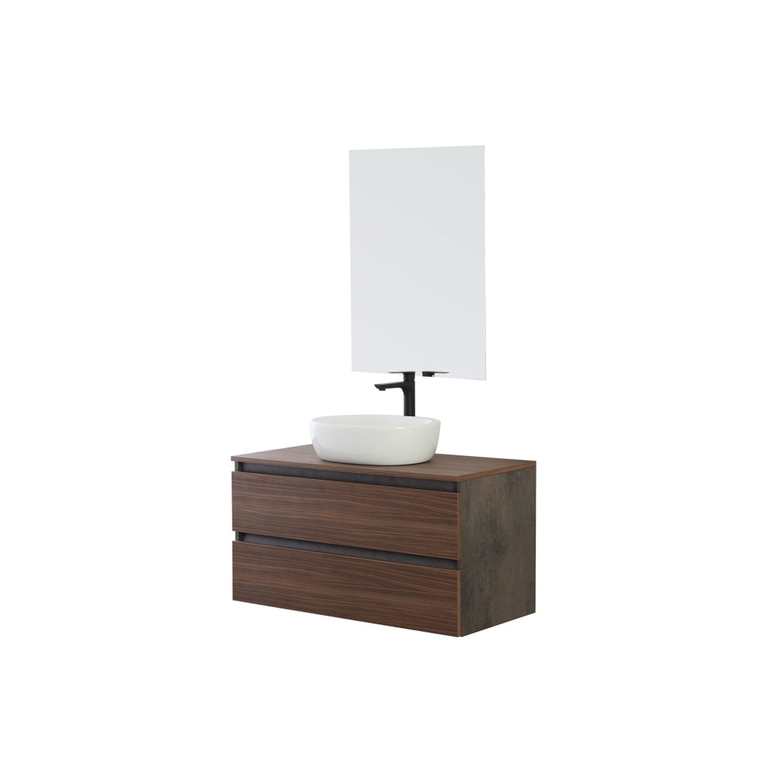 900232 - Composizione Bagno Sospesa Lunghezza 80 cm con Lavabo in Appoggio e Cassetti Soft-Close â€“ Collezione Revival Cubi&co