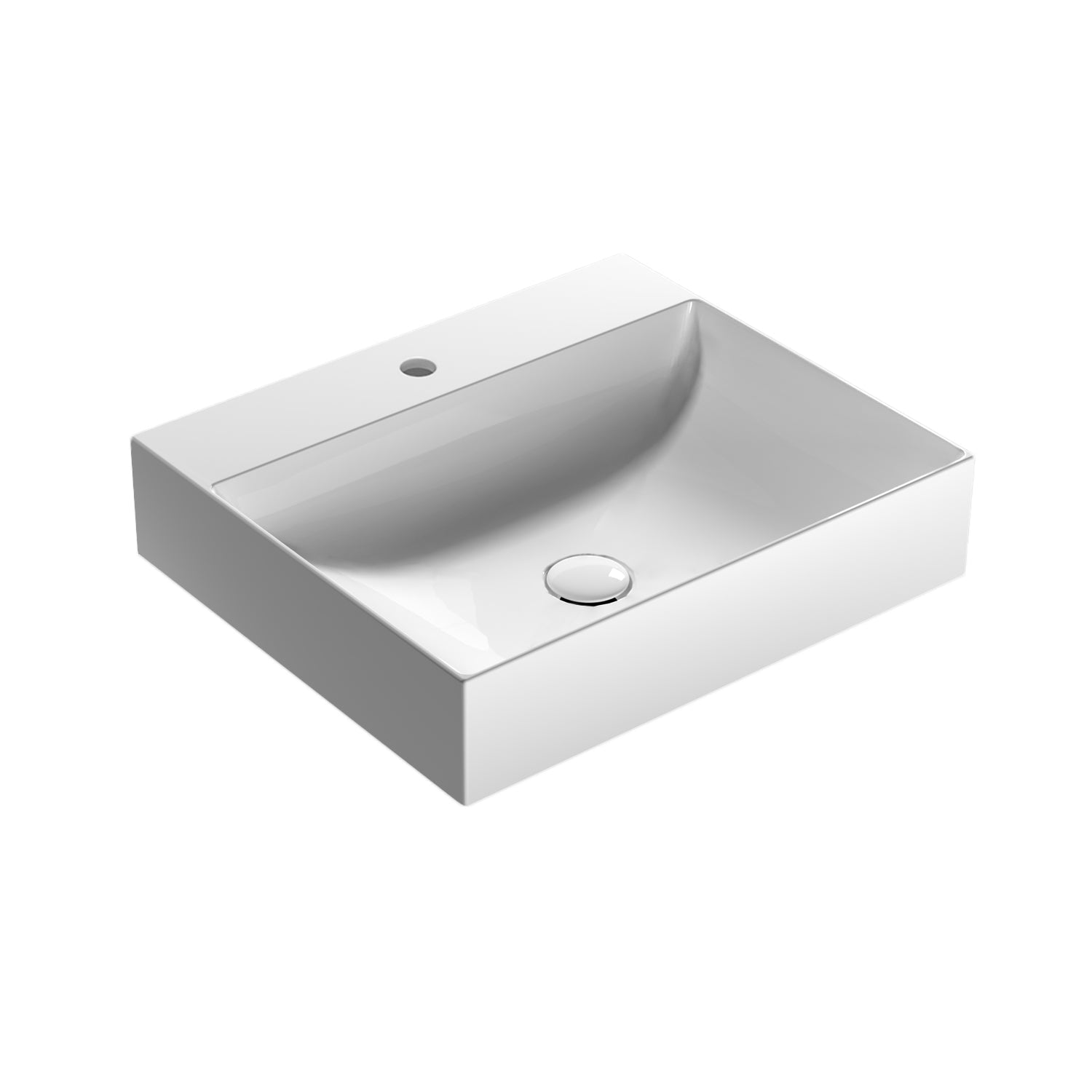 Lavabo rettangolare T-Edge 55x47x12 cm Ceramica Globo €“ Bianco lucido