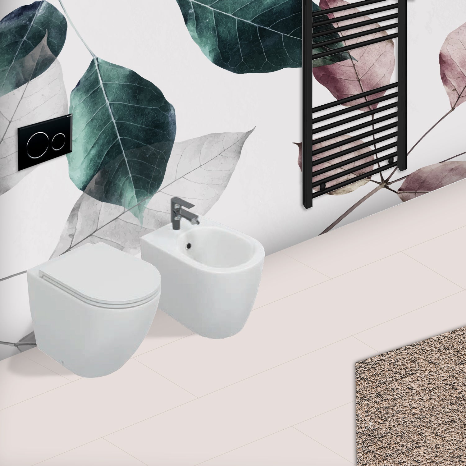 Sanitari Filomuro Rimless con copriwater Soft Close BathCore serie Infinity 53x36