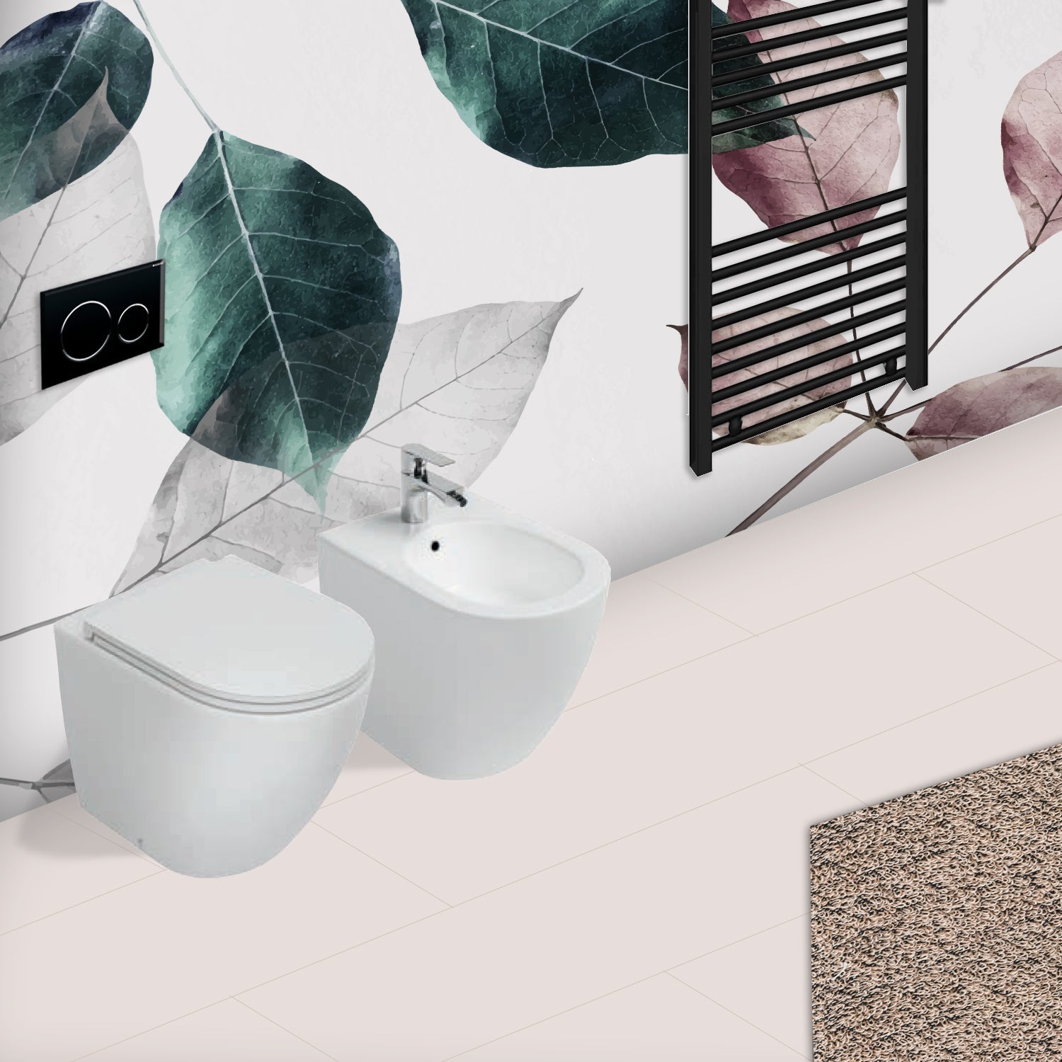 Sanitari Filomuro Rimless con copriwater Soft Close BathCore serie Infinity 53x36