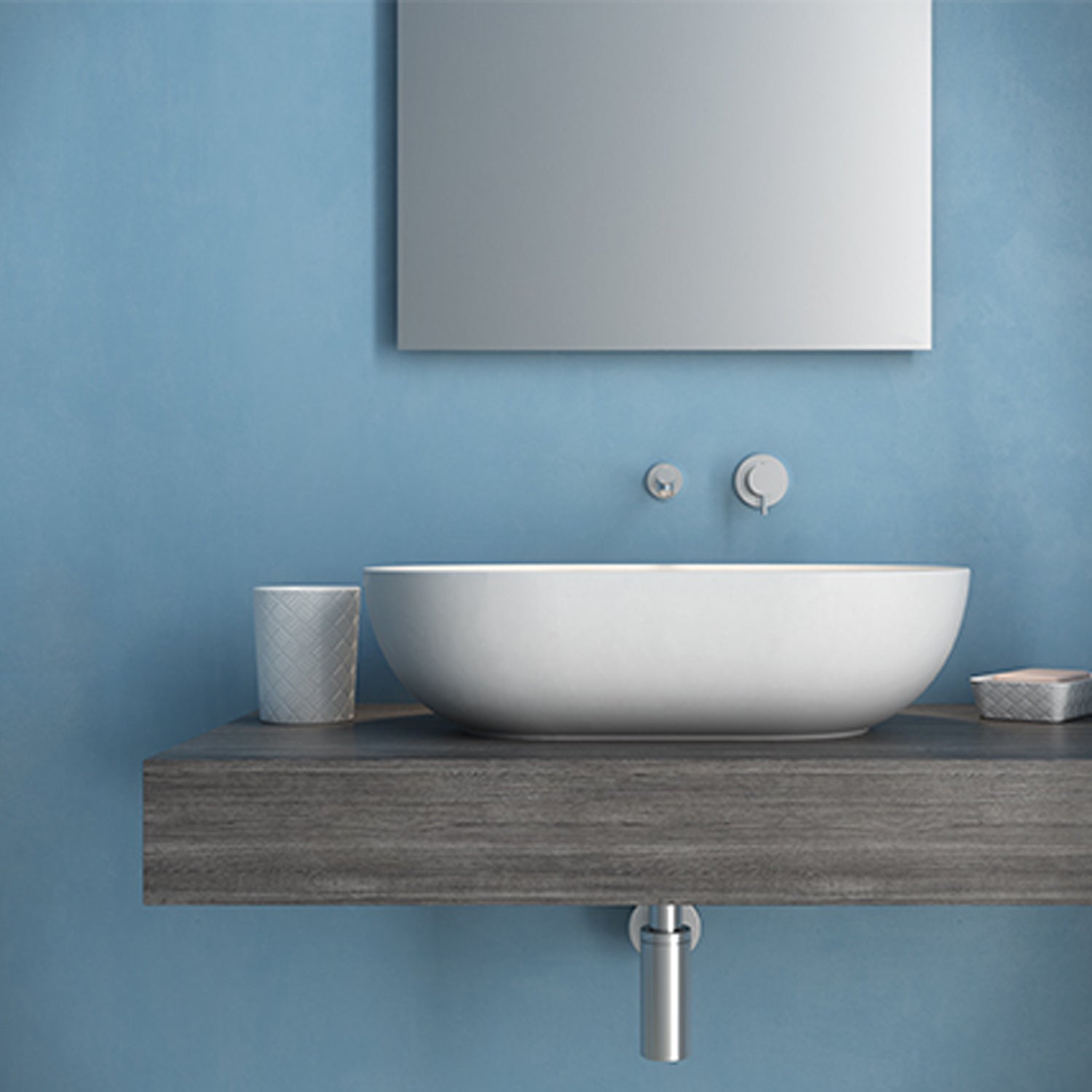  Lavabo d'appoggio Ceramica Globo T-Edge bianco opaco 60x41 h. 16 cm