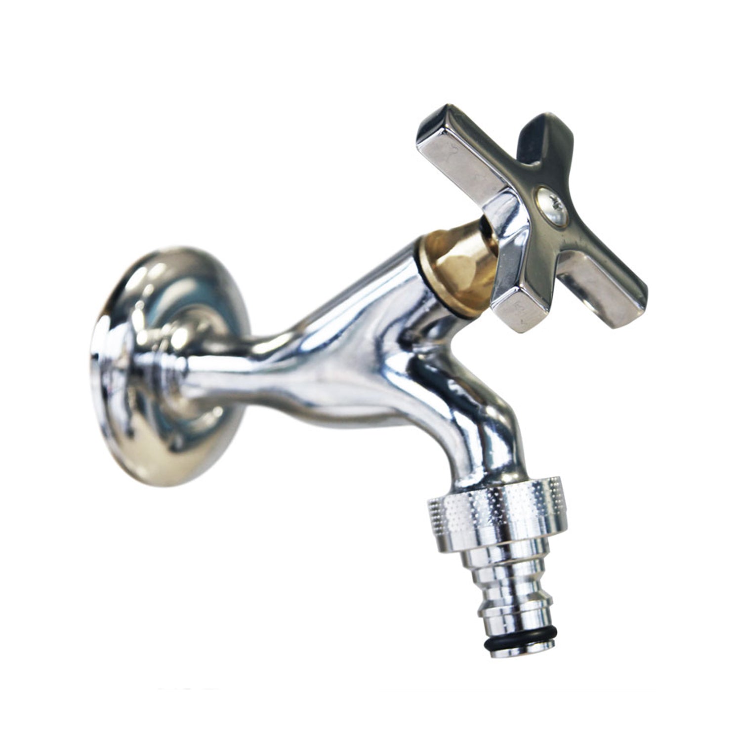Rubinetto con maniglia a croce per fontane esterne in ottone cromato attacco 1/2" by CeramicStore | Lo specialista del tuo bagno