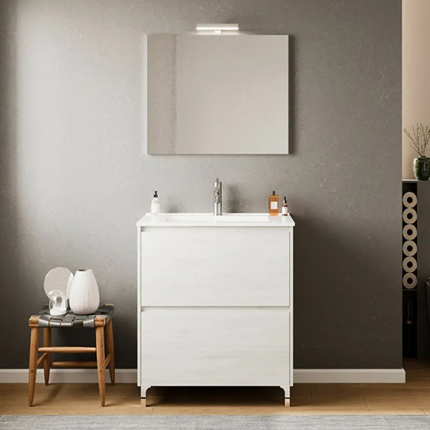  Mobile bagno con lavabo e specchiera Cubi&Co Berlino 60 cm - Rovere Bianco by CeramicStore | Lo specialista del tuo bagno