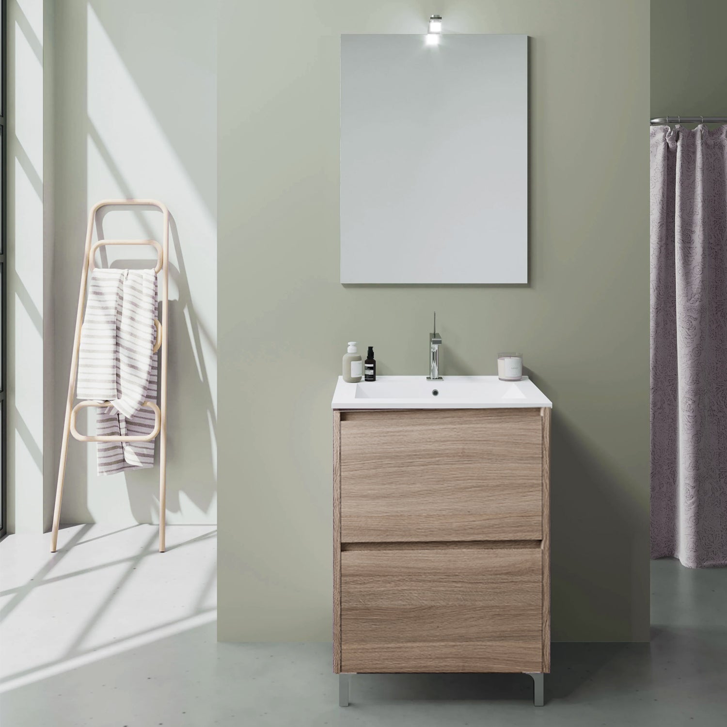  Mobile bagno con lavabo e specchiera Cubi&Co Berlino 60 cm - Rovere Fumo by CeramicStore | Lo specialista del tuo bagno