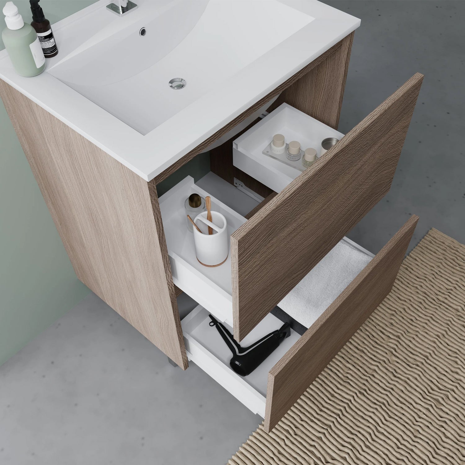  Mobile bagno con lavabo e specchiera Cubi&Co Berlino 60 cm - Rovere Fumo by CeramicStore | Lo specialista del tuo bagno