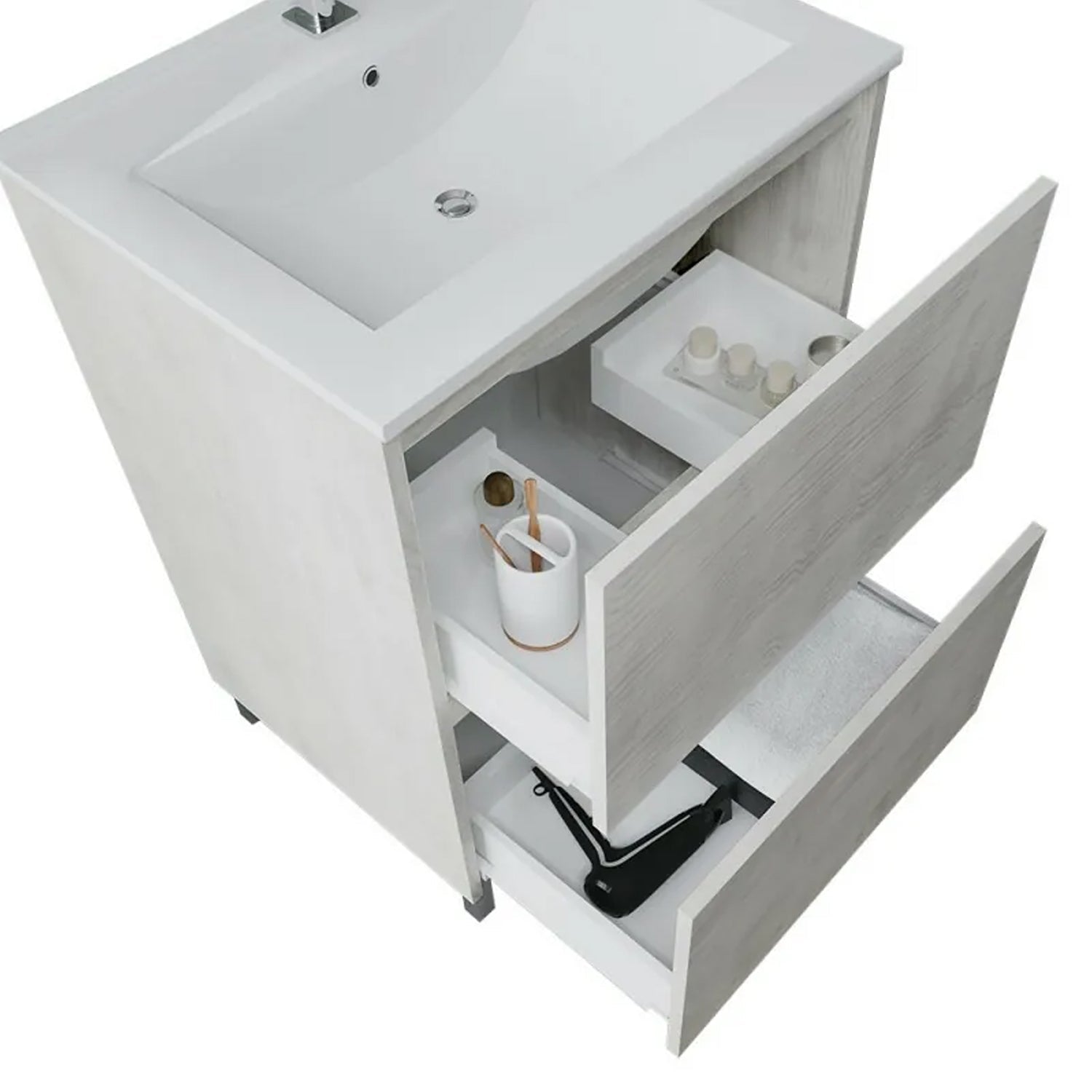  Mobile bagno con lavabo e specchiera Cubi&Co Berlino 80 cm - Rovere Grigio by CeramicStore | Lo specialista del tuo bagno