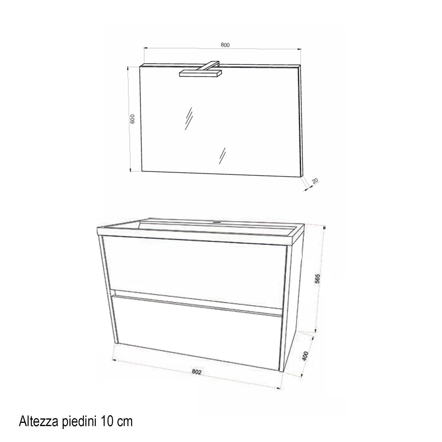  Mobile bagno con lavabo e specchiera Cubi&Co Berlino 80 cm - Rovere Fumo by CeramicStore | Lo specialista del tuo bagno