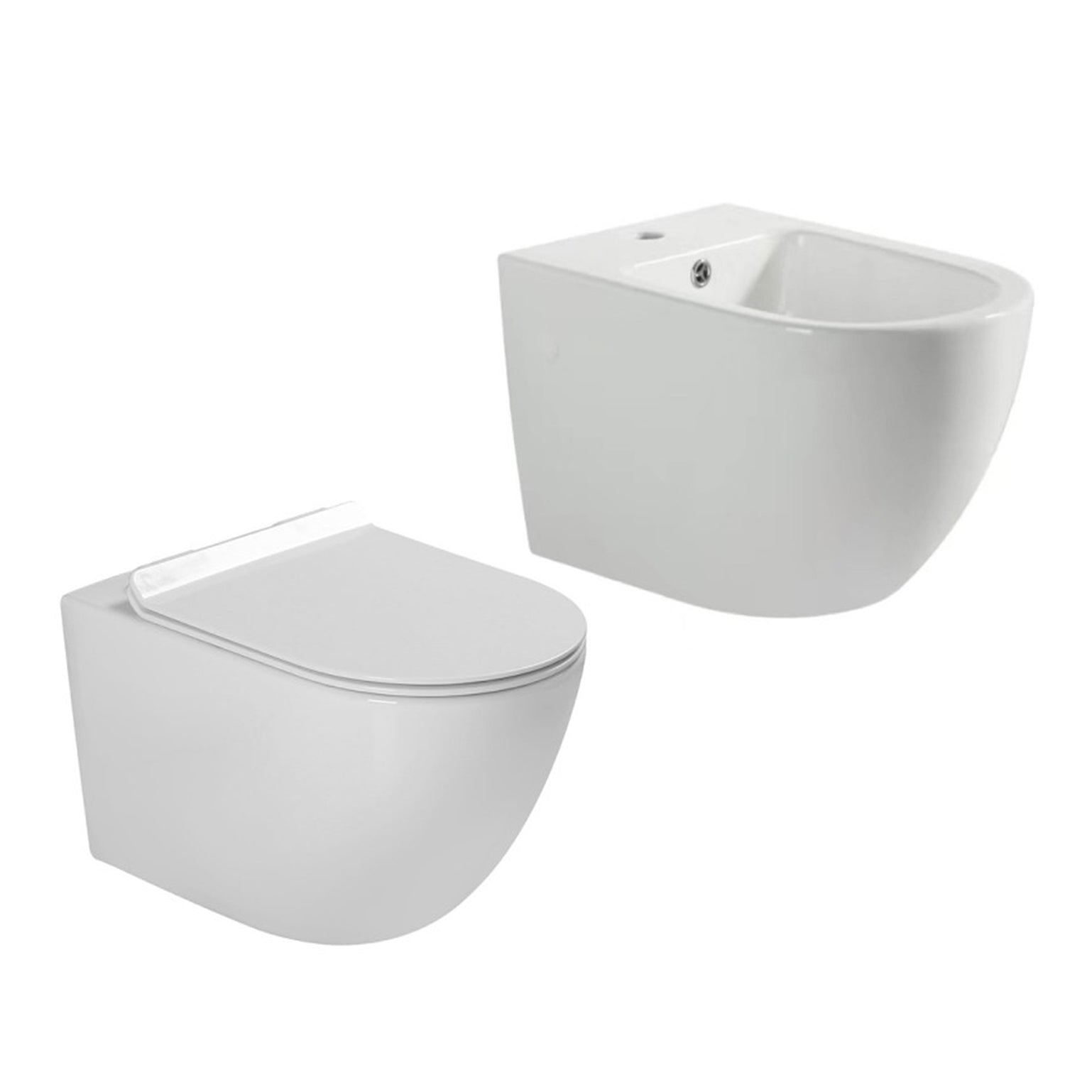  Coppia sanitari sospesi Bathcore con copriwater incluso - serie Aura