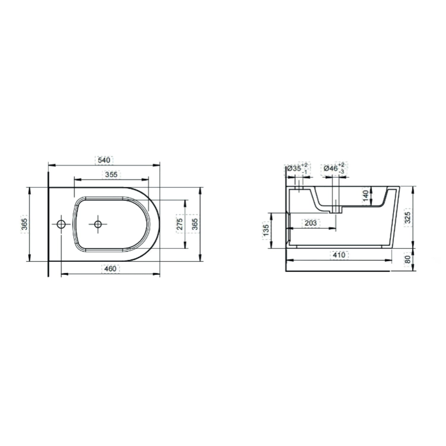 Coppia Sanitari Sospesi Nubes- Aura Vaso sospeso + bidet sospeso + copriwater by BathCore 7