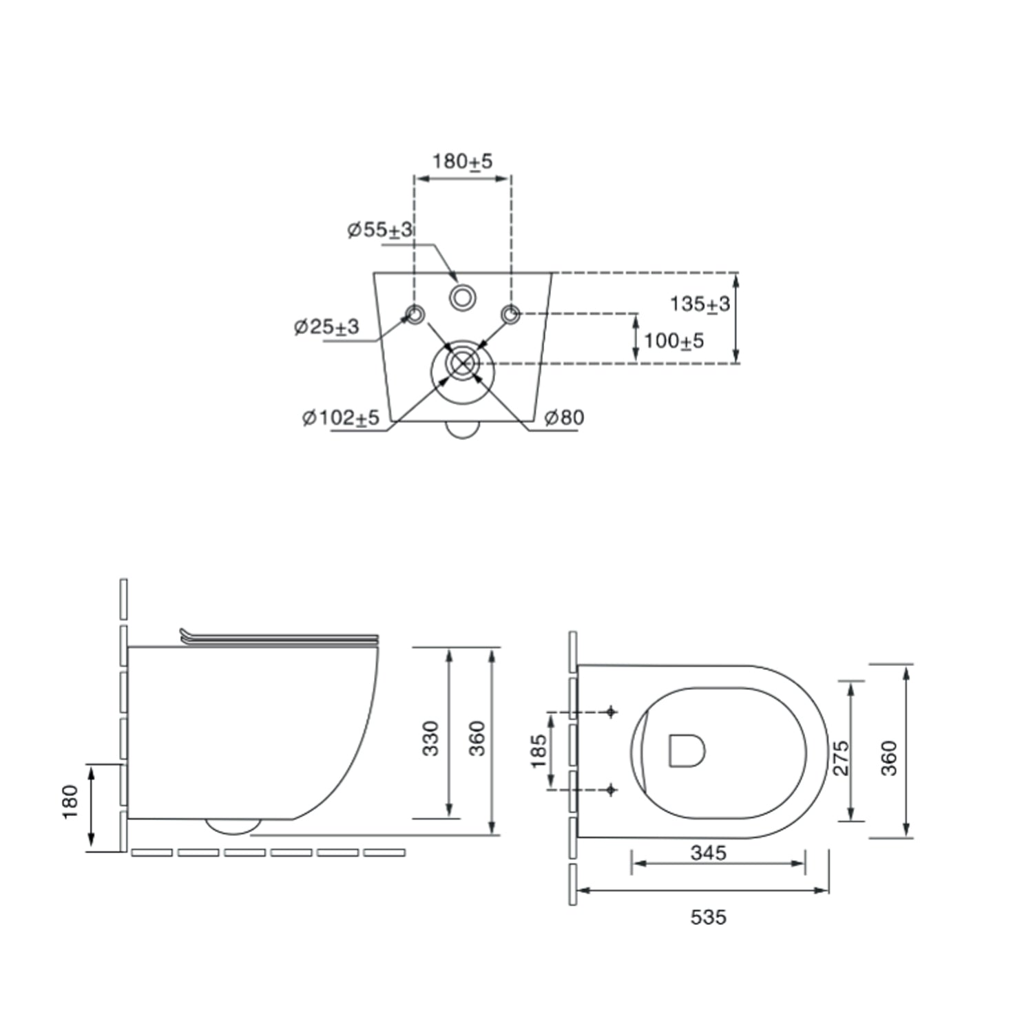  Coppia sanitari sospesi Bathcore con copriwater incluso - serie Aura
