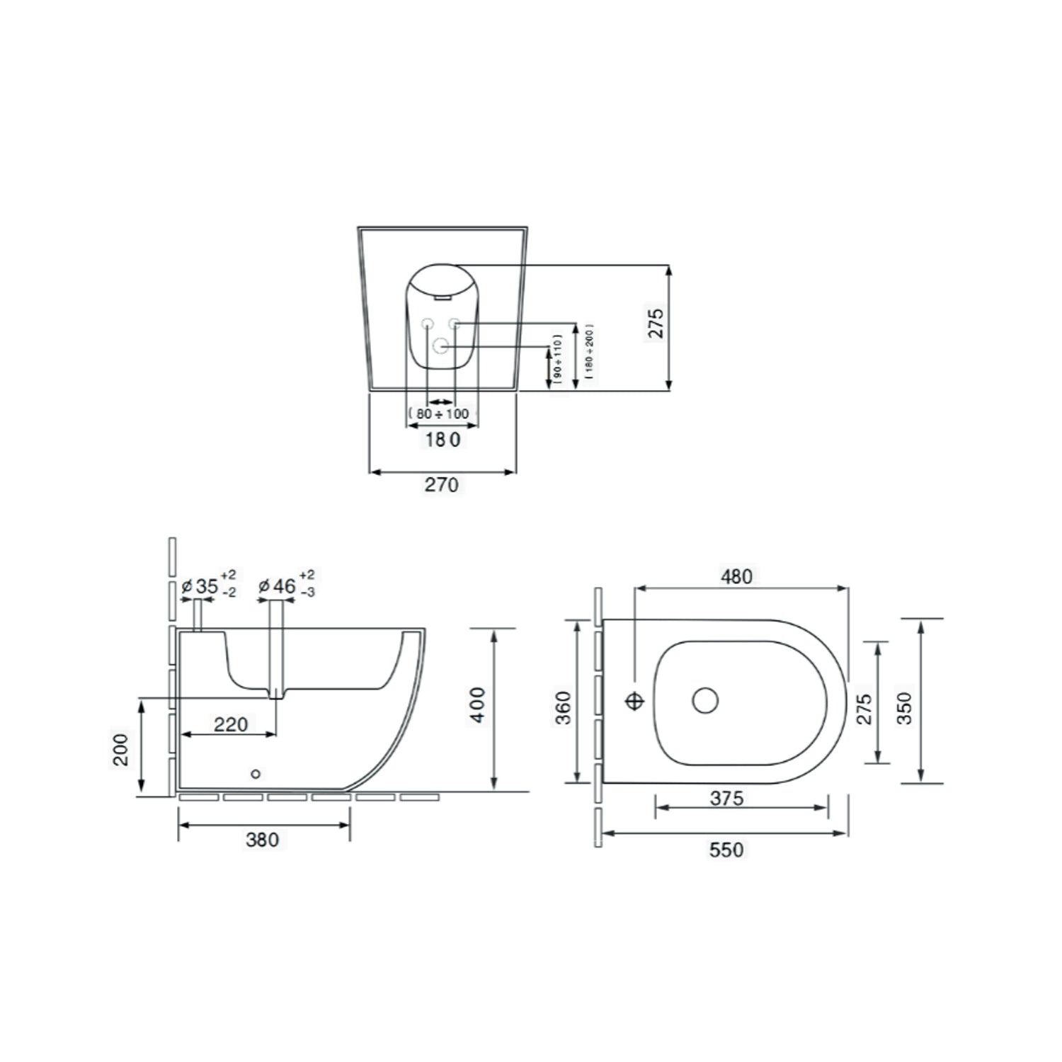 Coppia Sanitari a terra filomuro BathCore Nubes- Aura Vaso a terra + bidet a terra + copriwater 8