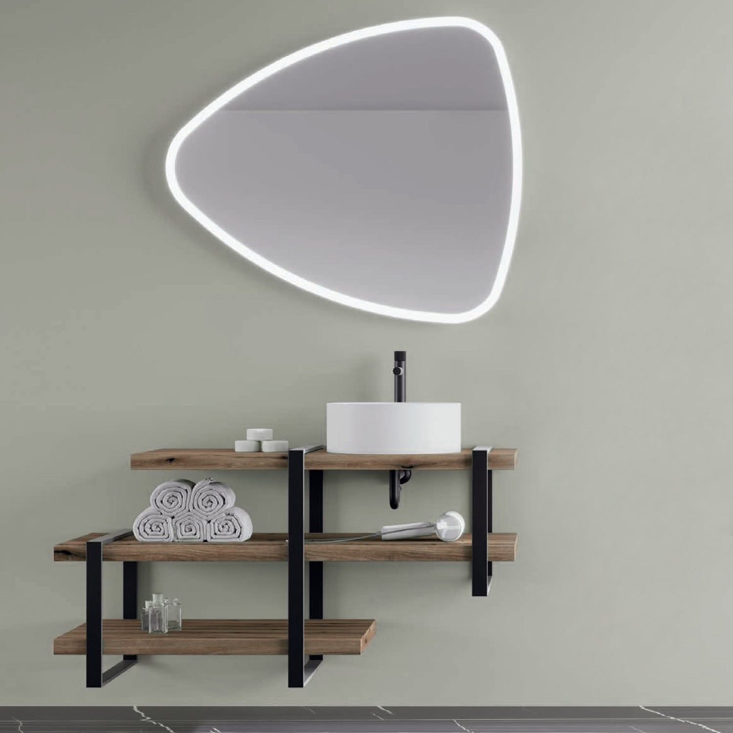 Mobile bagno con mensole a giorno rovere naturale