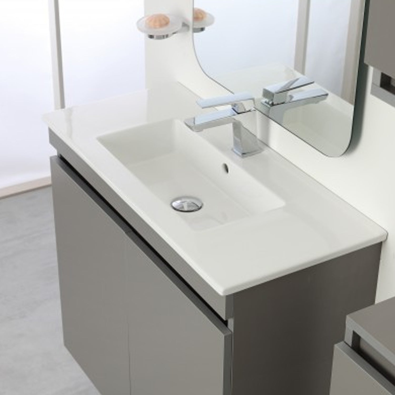 Composizione bagno sospesa Cubi&Co Shade a due ante con lavabo e specchio cm 80 - Grigio Medio 4