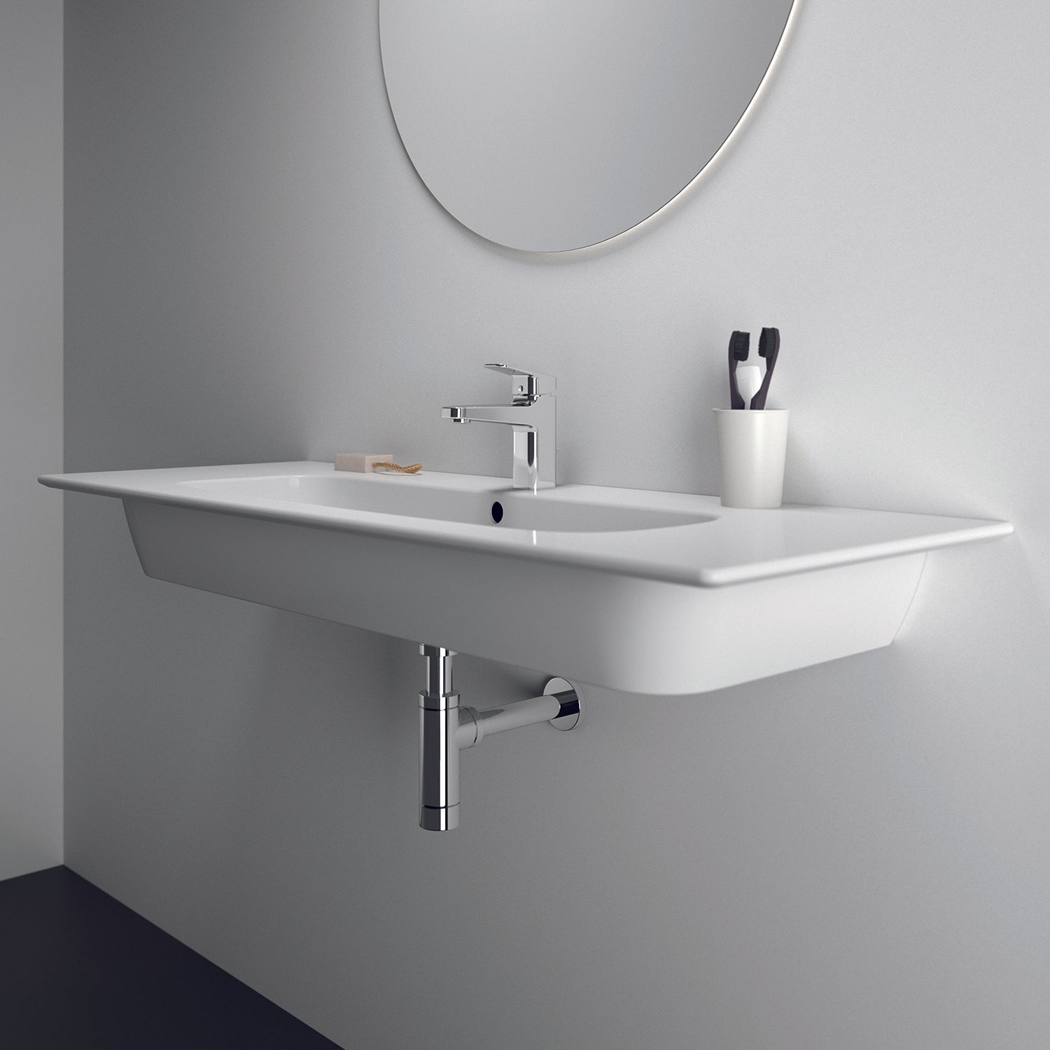 Lavabo top Ideal Standard i.life A 124×46 cm con foro miscelatore 2