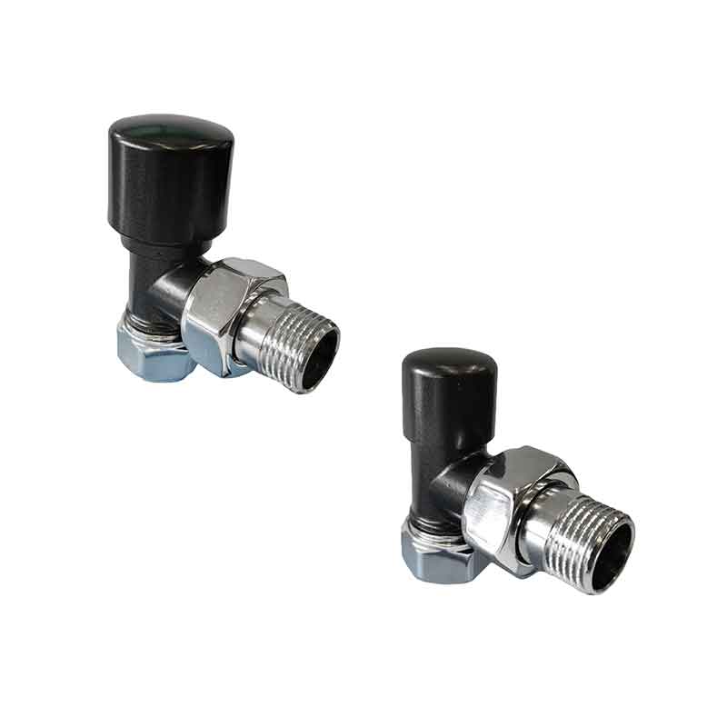 Kit Valvola e Detentore per termoarredo da bagno finitura nero opaco RCR Poletti