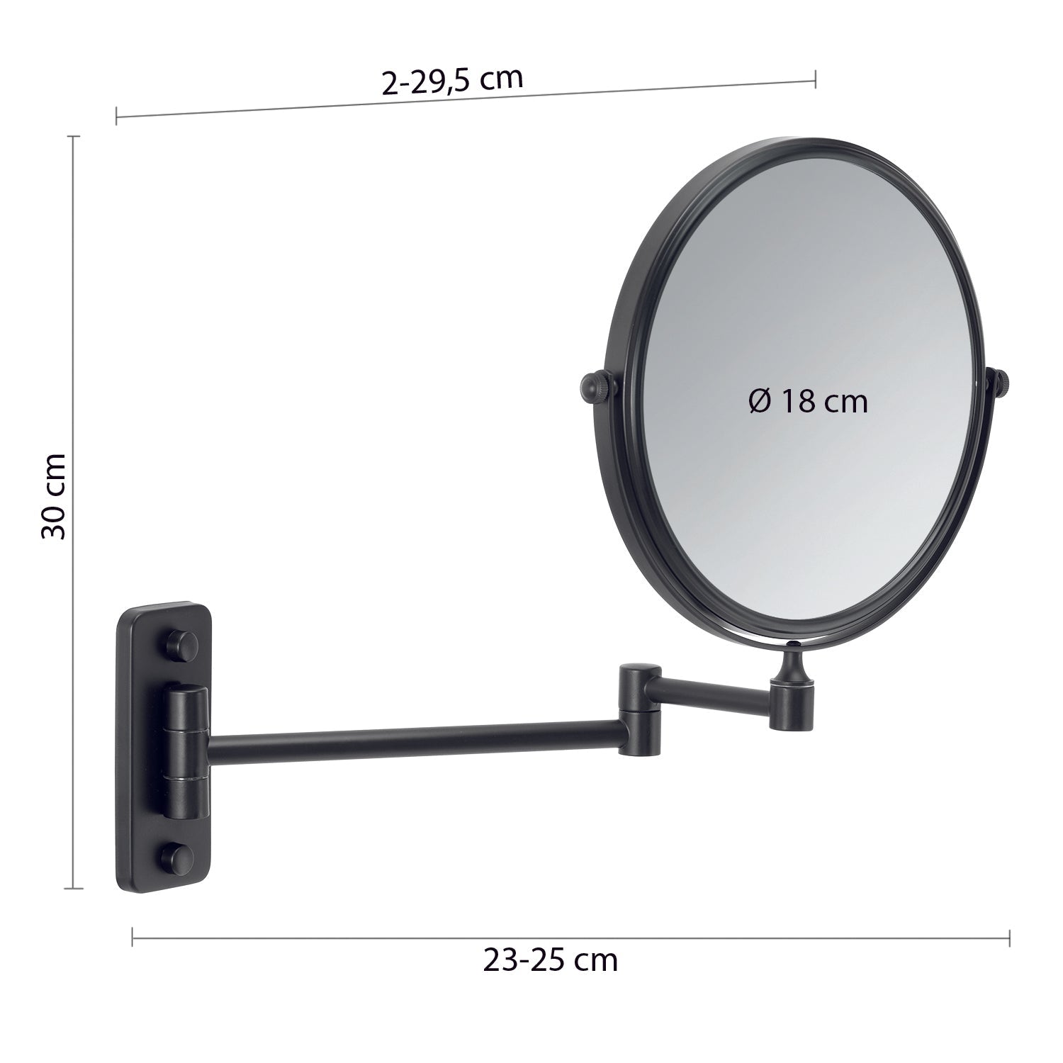  Specchio ingranditore Gaia di Gedy in Acciaio Inox - Nero Matt by CeramicStore | Lo specialista del tuo bagno