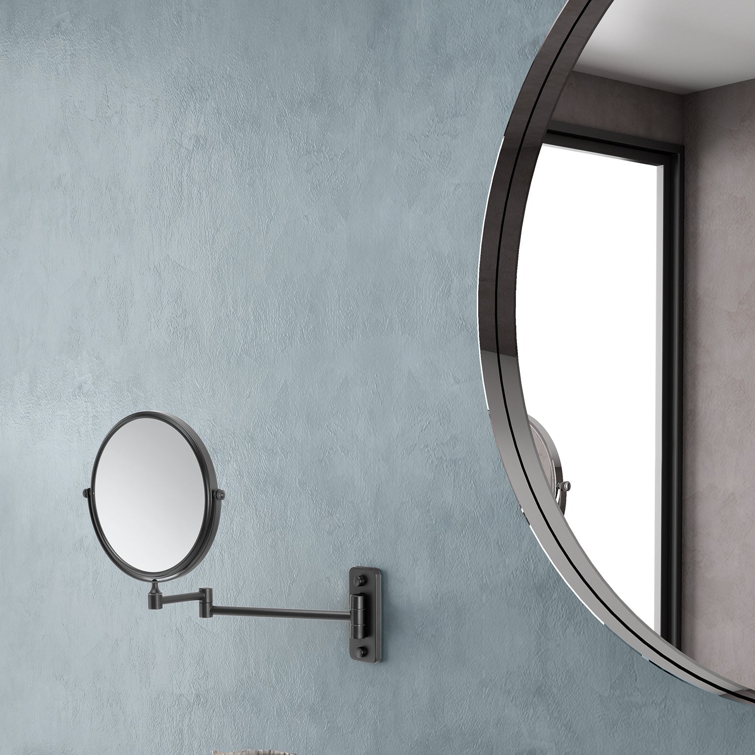  Specchio ingranditore Gaia di Gedy in Acciaio Inox - Nero Matt by CeramicStore | Lo specialista del tuo bagno