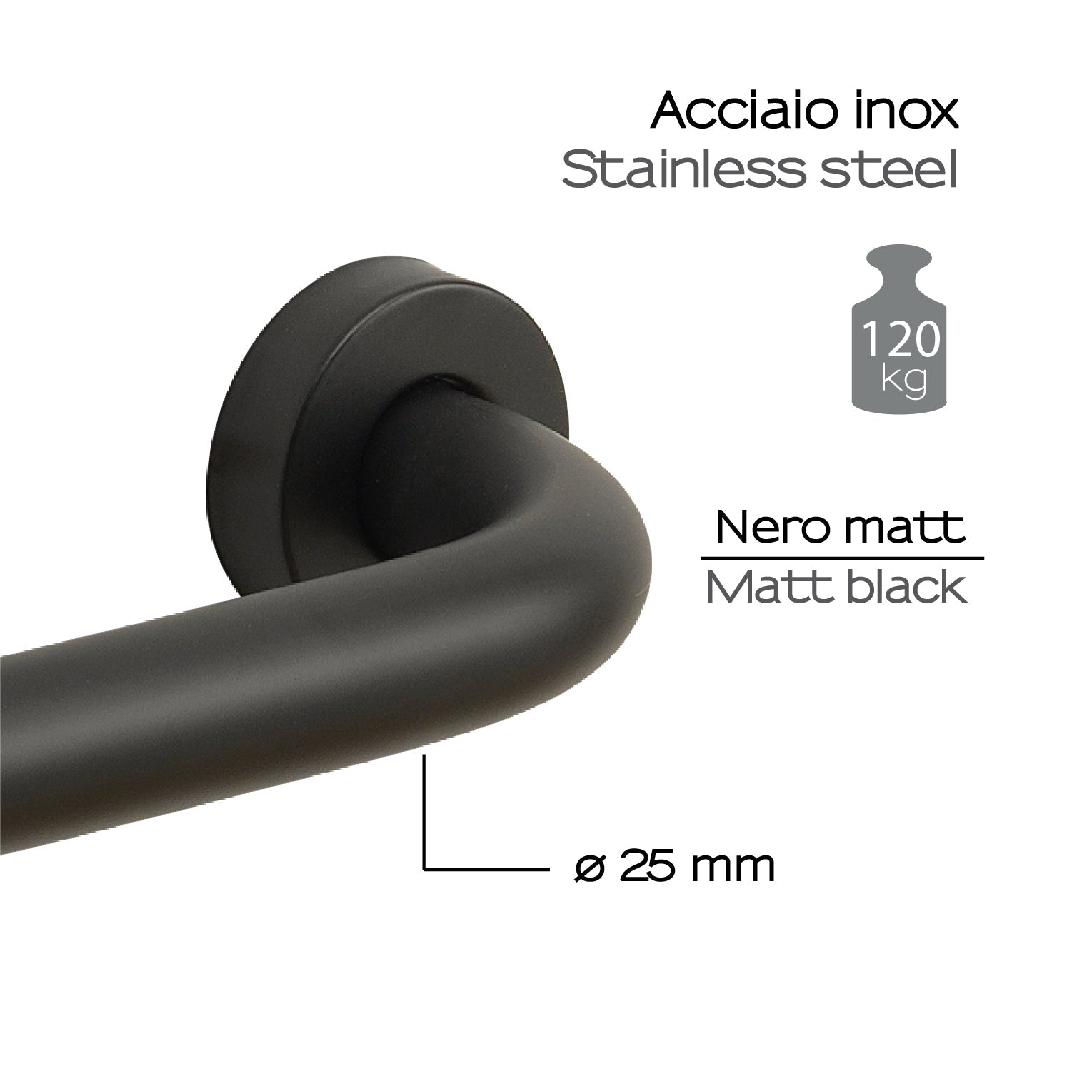  Maniglione 45 cm Up di Gedy in Acciaio Inox - Nero Matt by CeramicStore | Lo specialista del tuo bagno