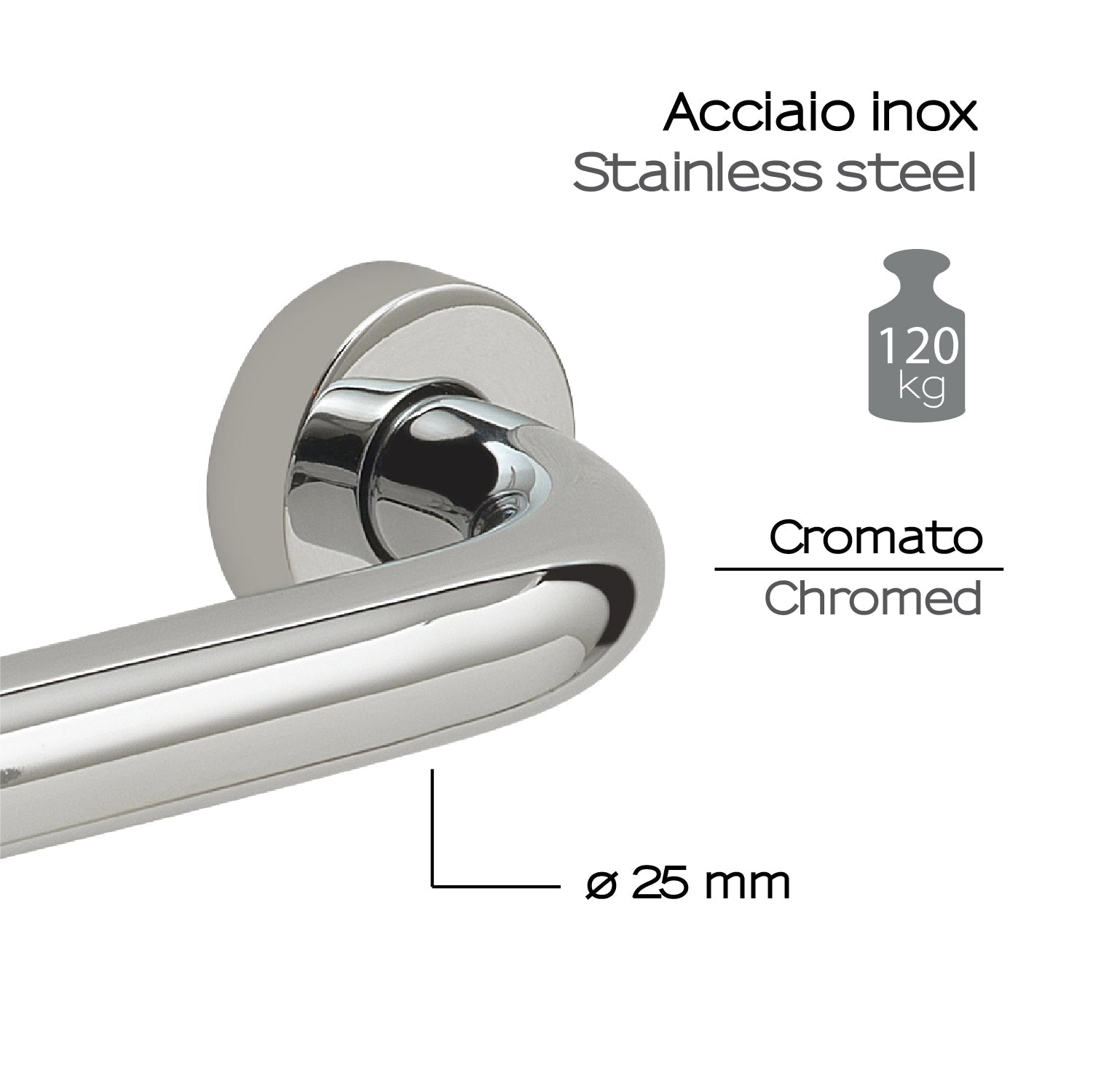  Maniglione 45 cm Up di Gedy in Acciaio Inox - Cromato by CeramicStore | Lo specialista del tuo bagno
