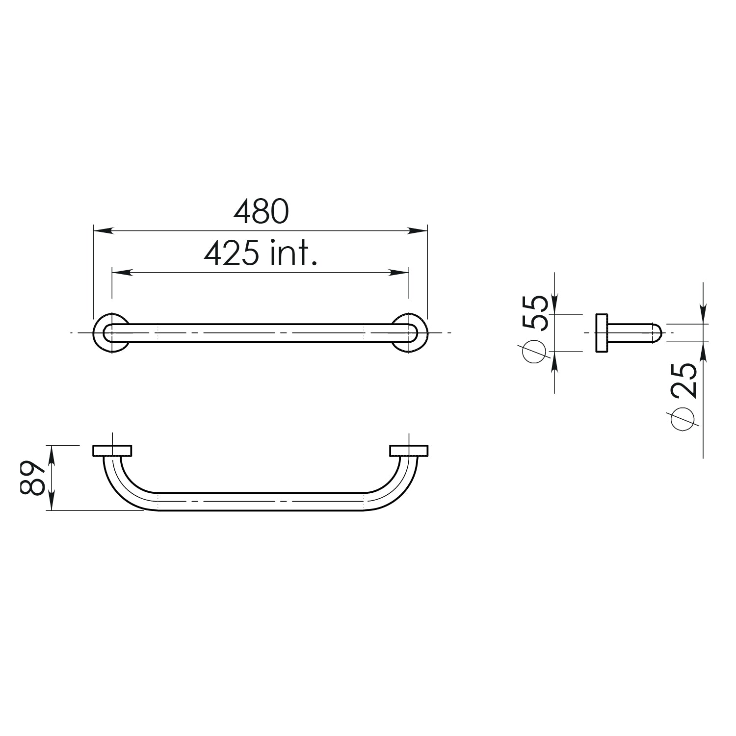  Maniglione 45 cm Up di Gedy in Acciaio Inox - Cromato by CeramicStore | Lo specialista del tuo bagno